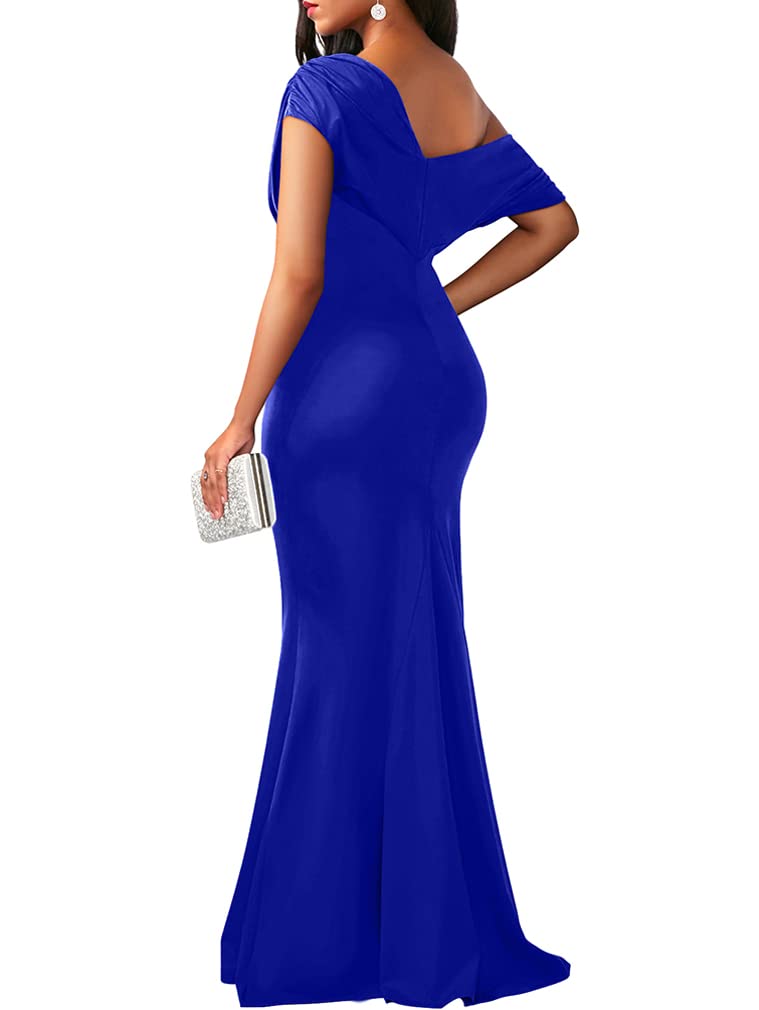 Women's Elegant Sleeveless Off Shoulder Bodycon Long Formal Party Evening Dress