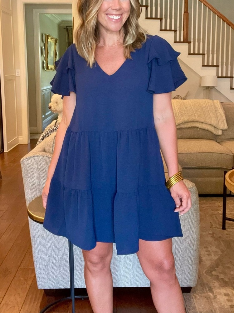 Women's Ruffle Tiered Sleeve Flowy Dress