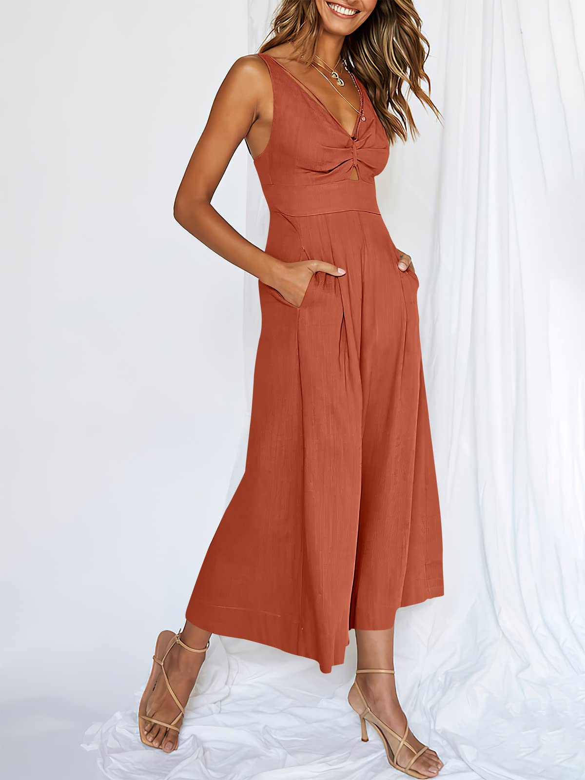 V Neck Cutout High-Waist Rompers (Buy 2 free shipping)-hivebabe.com