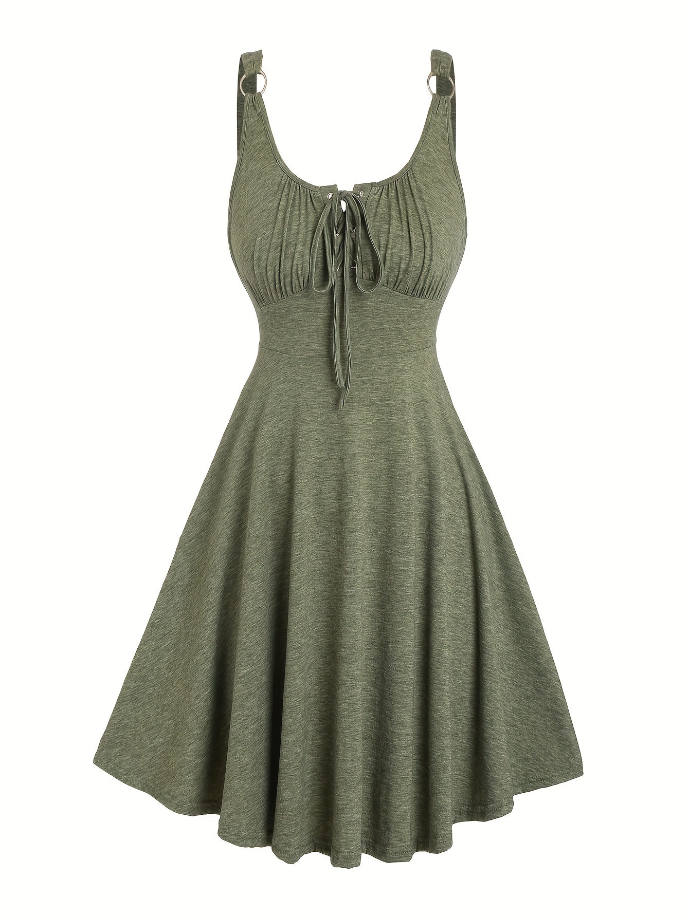 Women'S Casual A-Line Metallic Corduroy Dress with Grommets