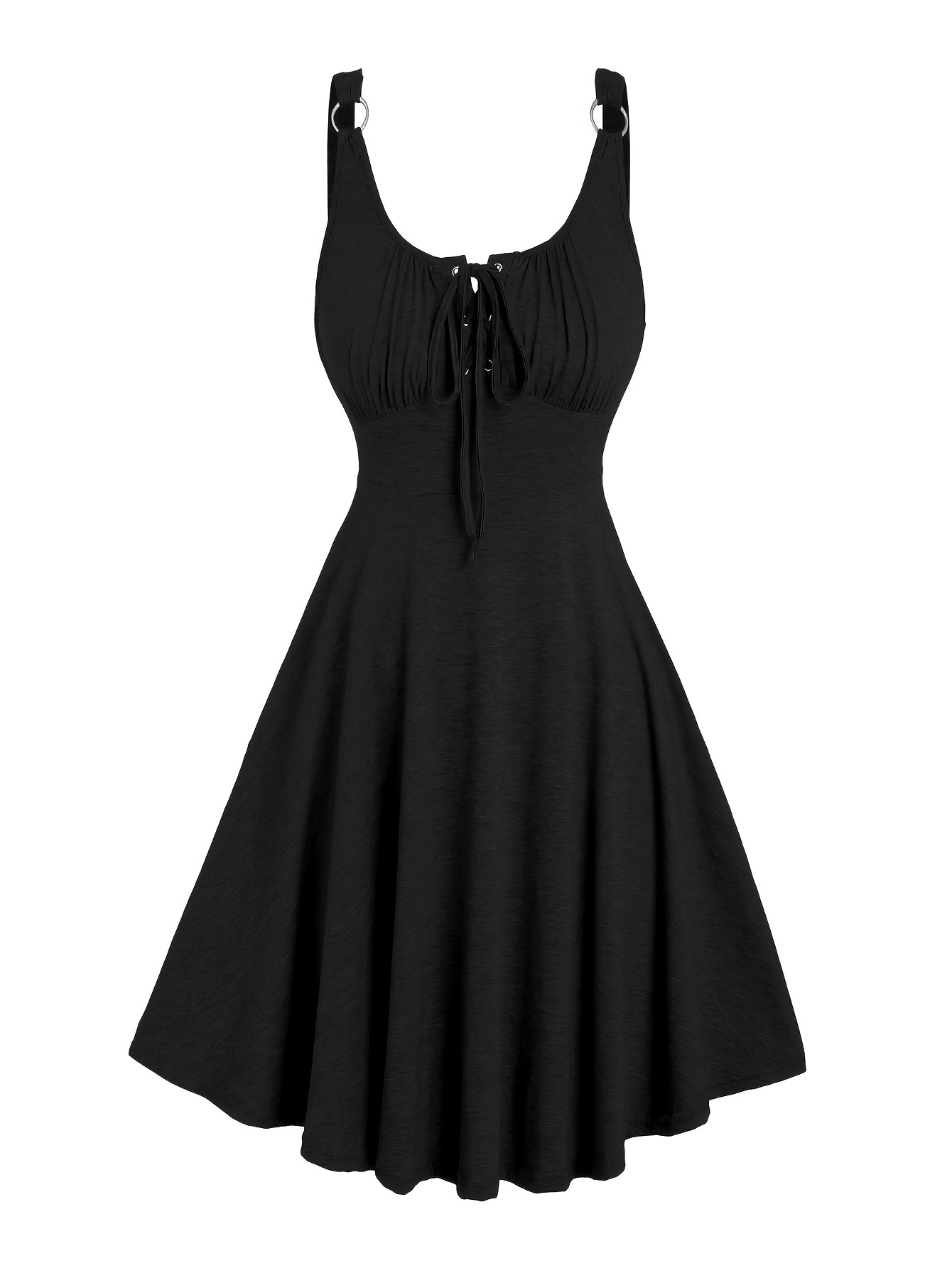 Women'S Casual A-Line Metallic Corduroy Dress with Grommets