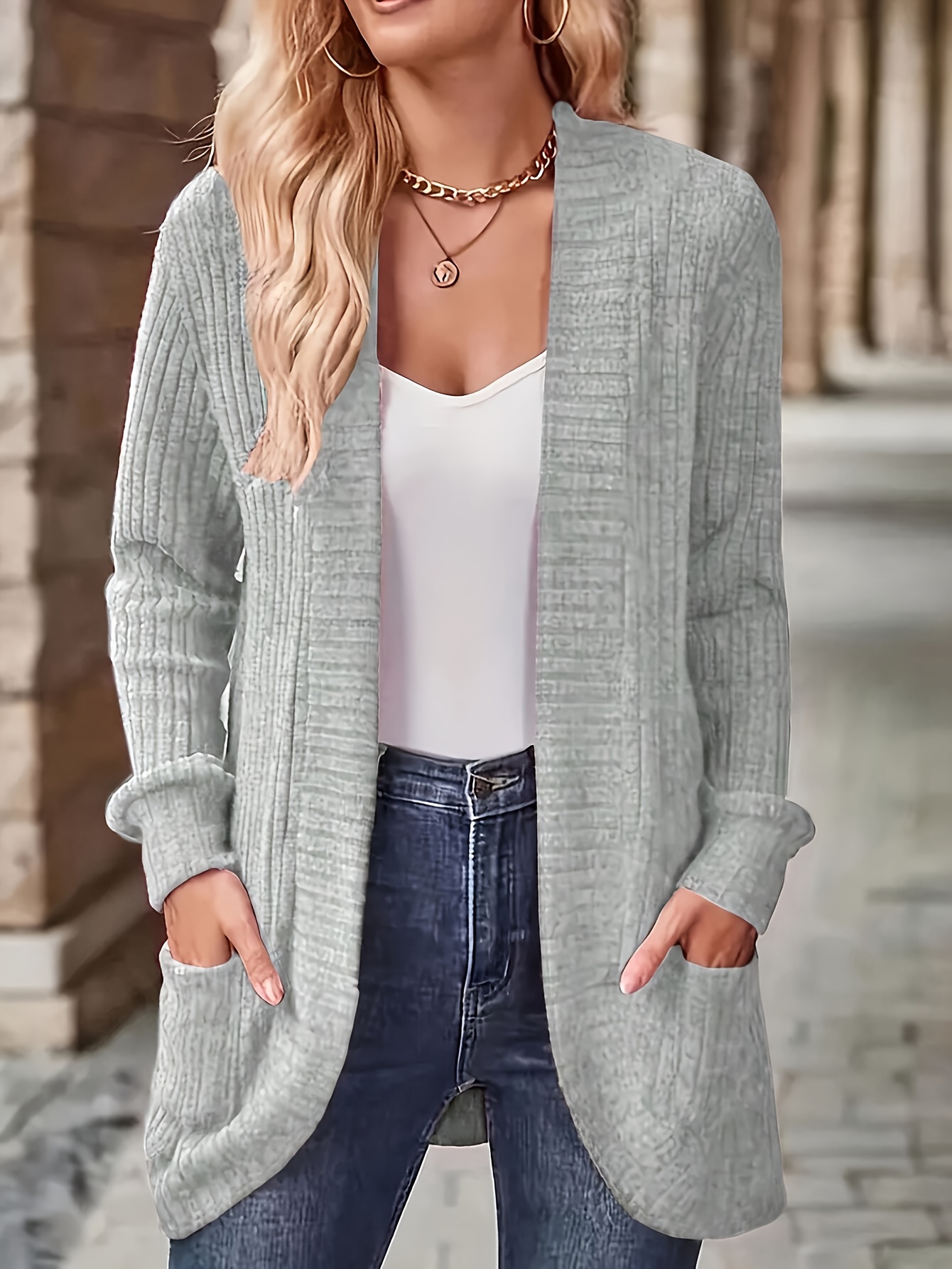 Women'S Casual Knit Cardigan with Pockets (buy 2 free shipping)