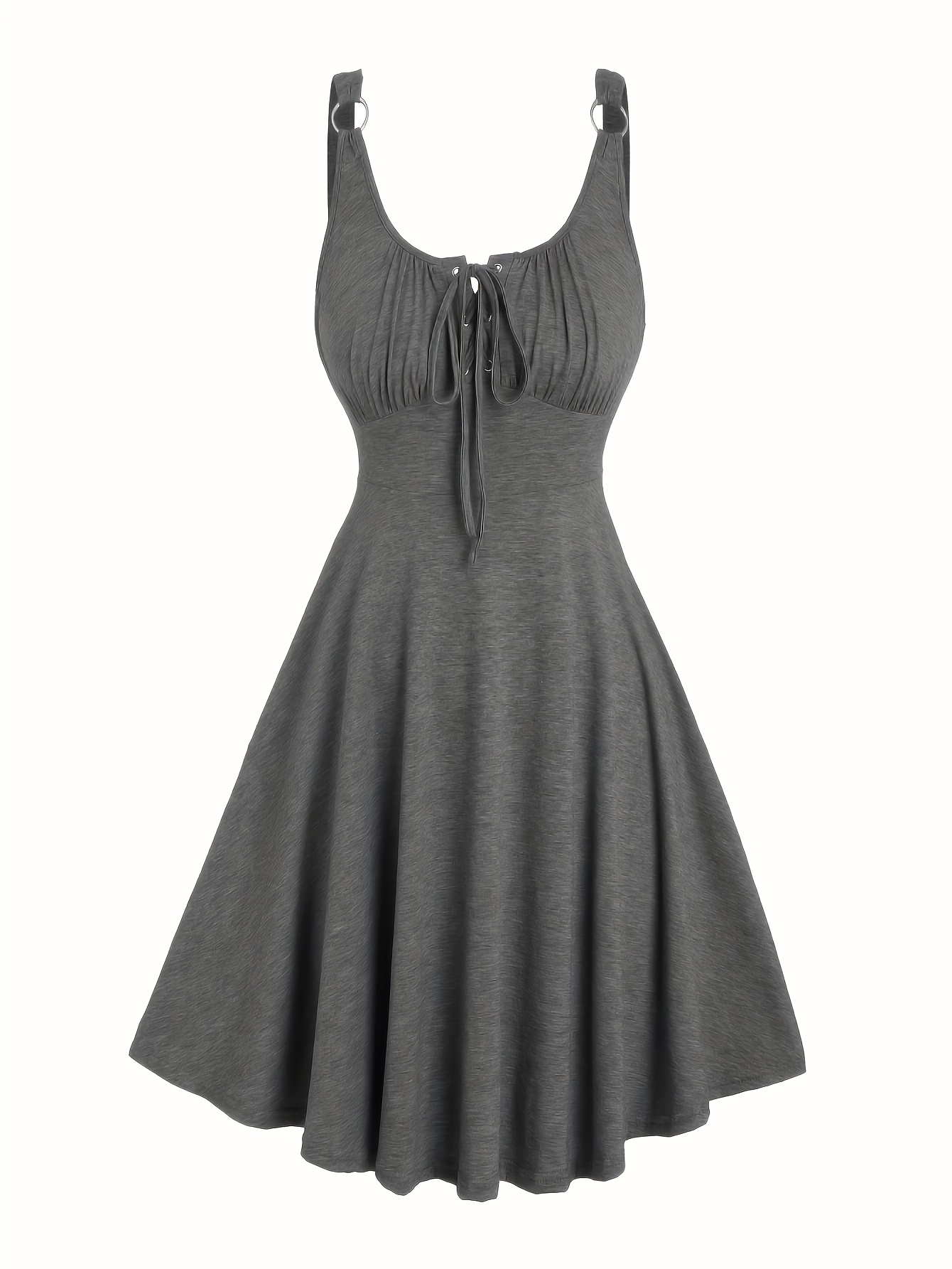 Women'S Casual A-Line Metallic Corduroy Dress with Grommets