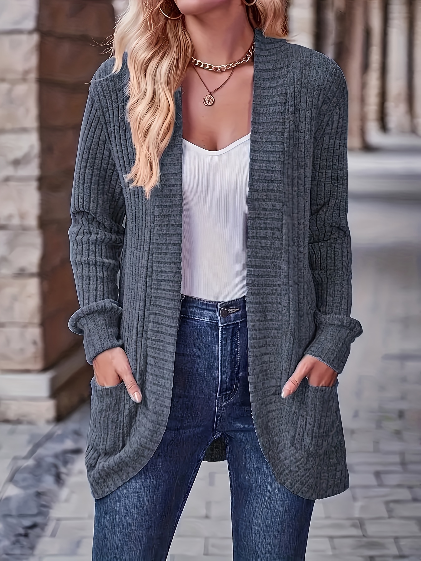 Women'S Casual Knit Cardigan with Pockets (buy 2 free shipping)