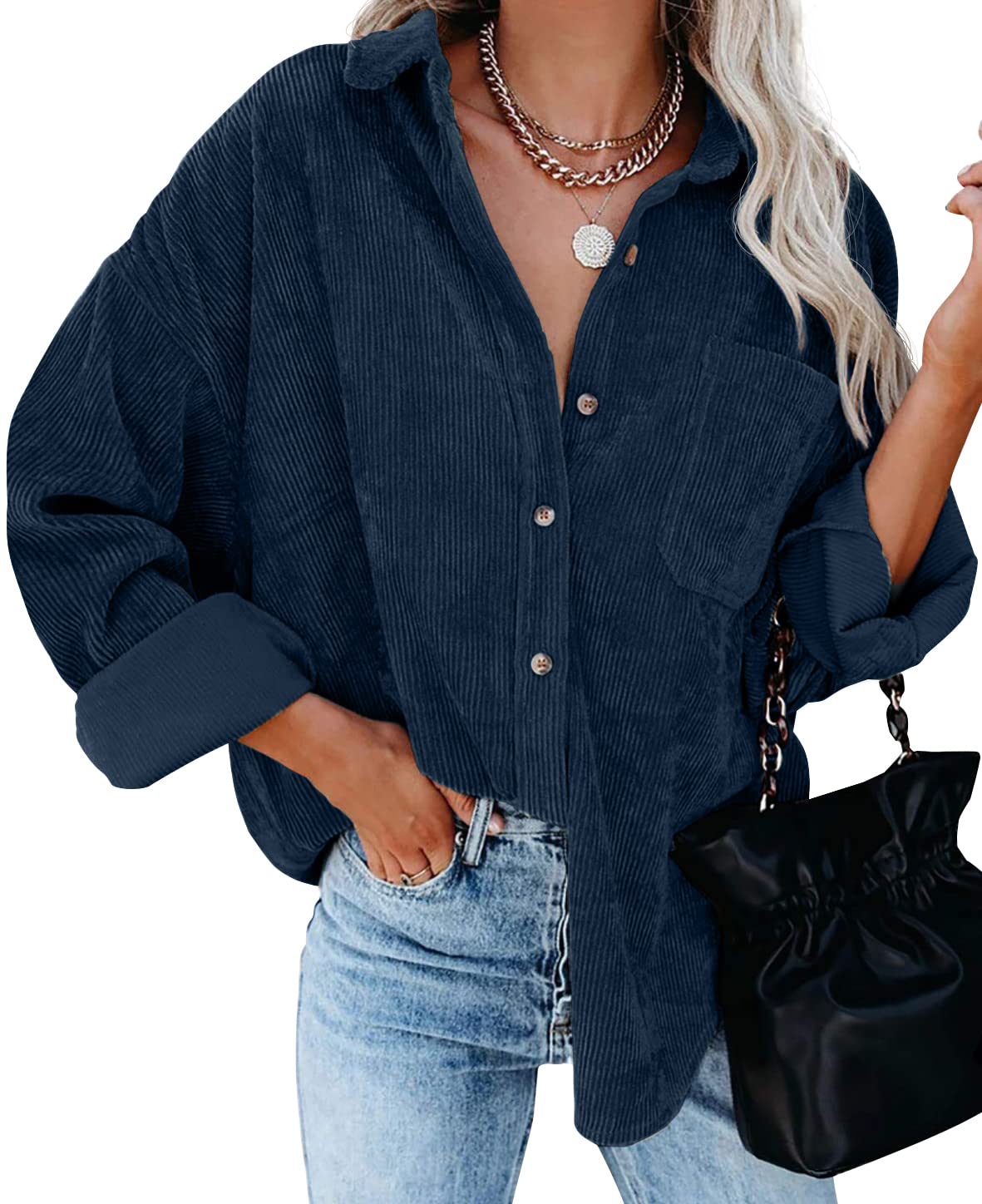 2024 New Autumn Oversized Long Sleeve Corduroy Button Down Shirt(BUY 2 FREE SHIPPING)