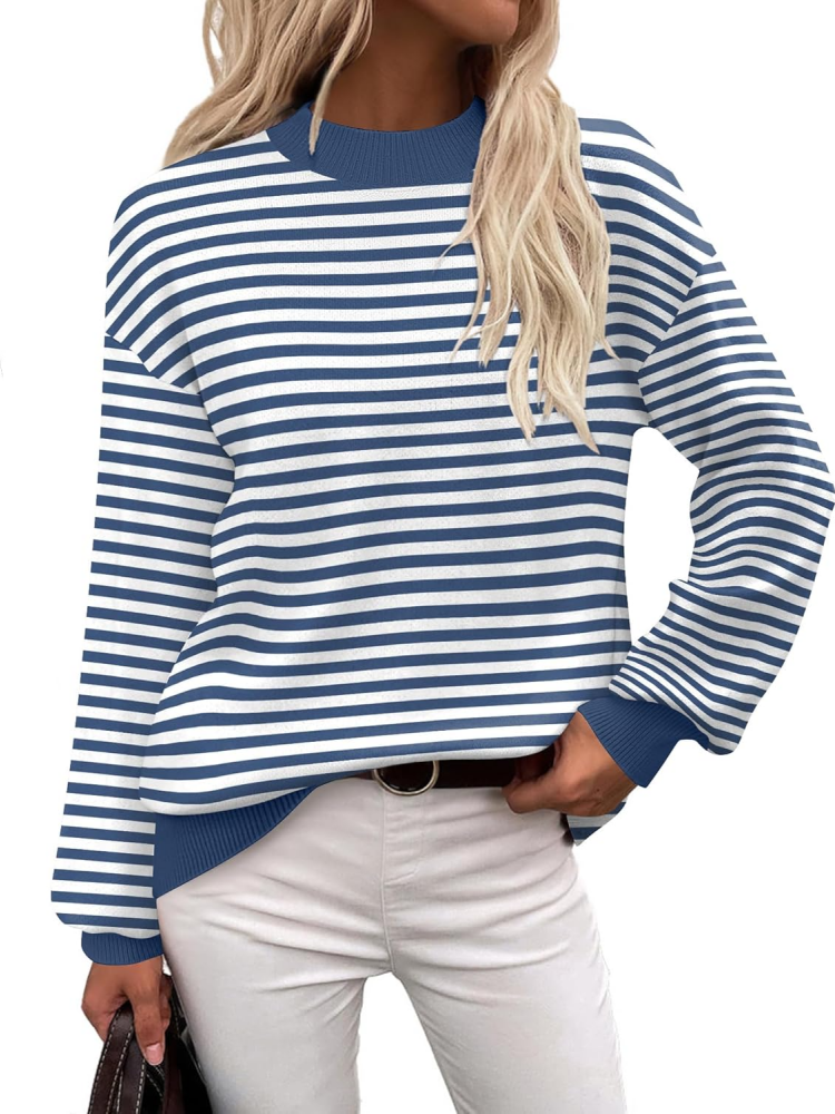 Women Long Sleeve Turtleneck Pullover Lantern Knit Sweater