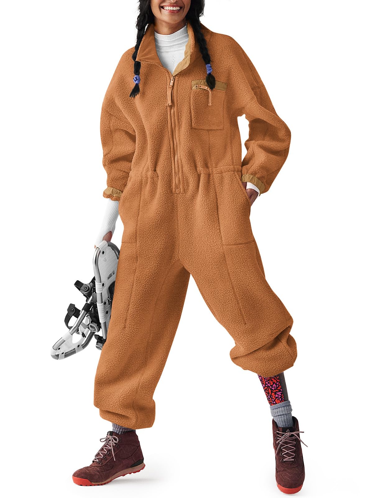 HOT SALE Women's Casual Winter Warm Fleece Jumpsuits with Pockets