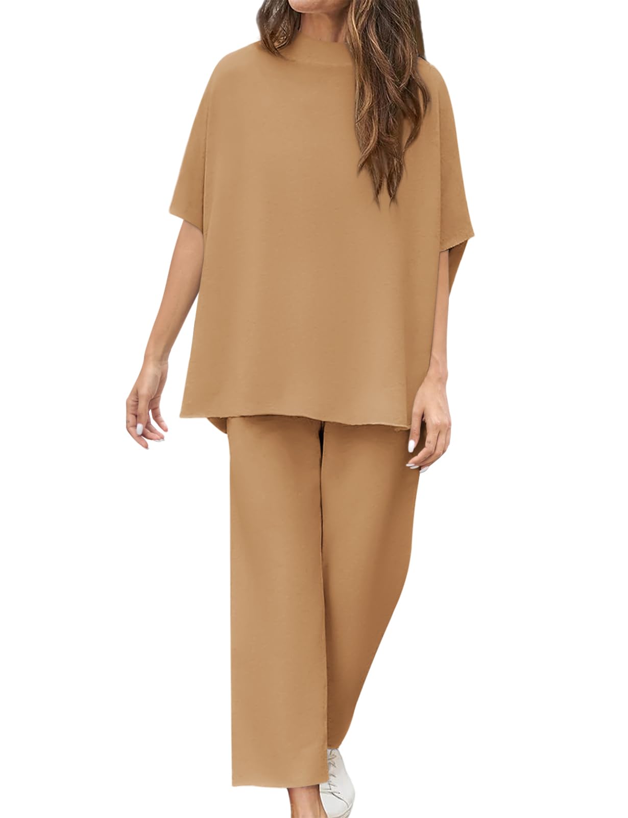 2024 New Women's 3/4 Batwing Sleeve Capelet Wide Leg Pants Set(Buy 2 10% OFF)