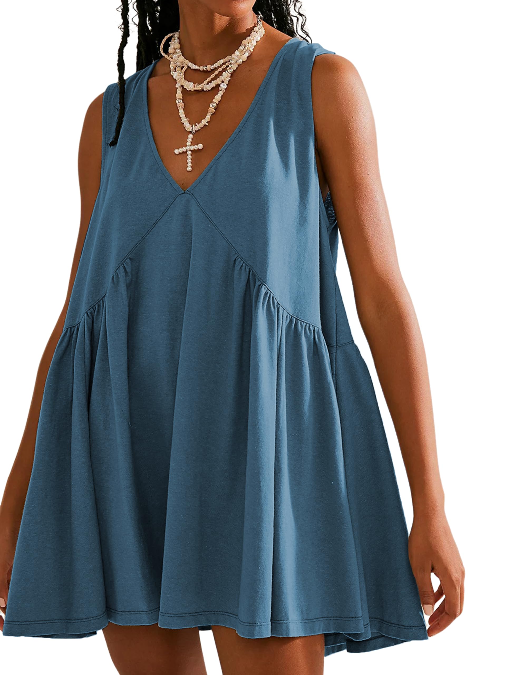 Women's Summer Sleeveless Mini Dress-hivebabe.com
