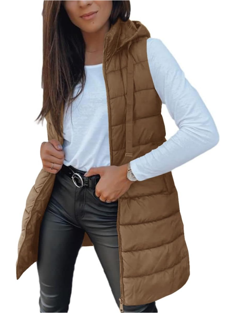 Women's Vest Sleeveless Jacket Stand Collar with Full Zipper Pockets