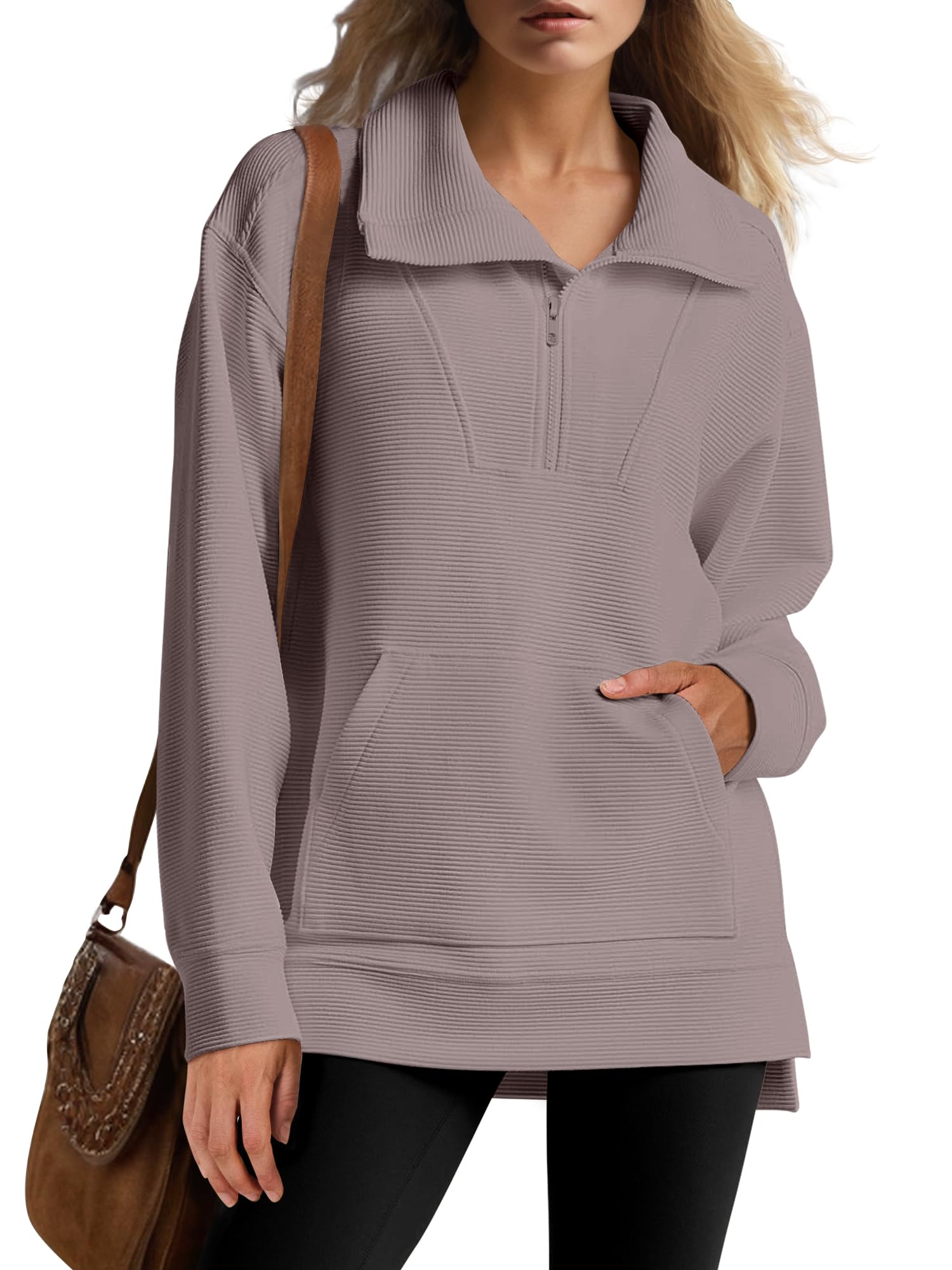 Women's Quarter Zip Oversized Knit Sweatshirts (Buy 2 Free Shipping)