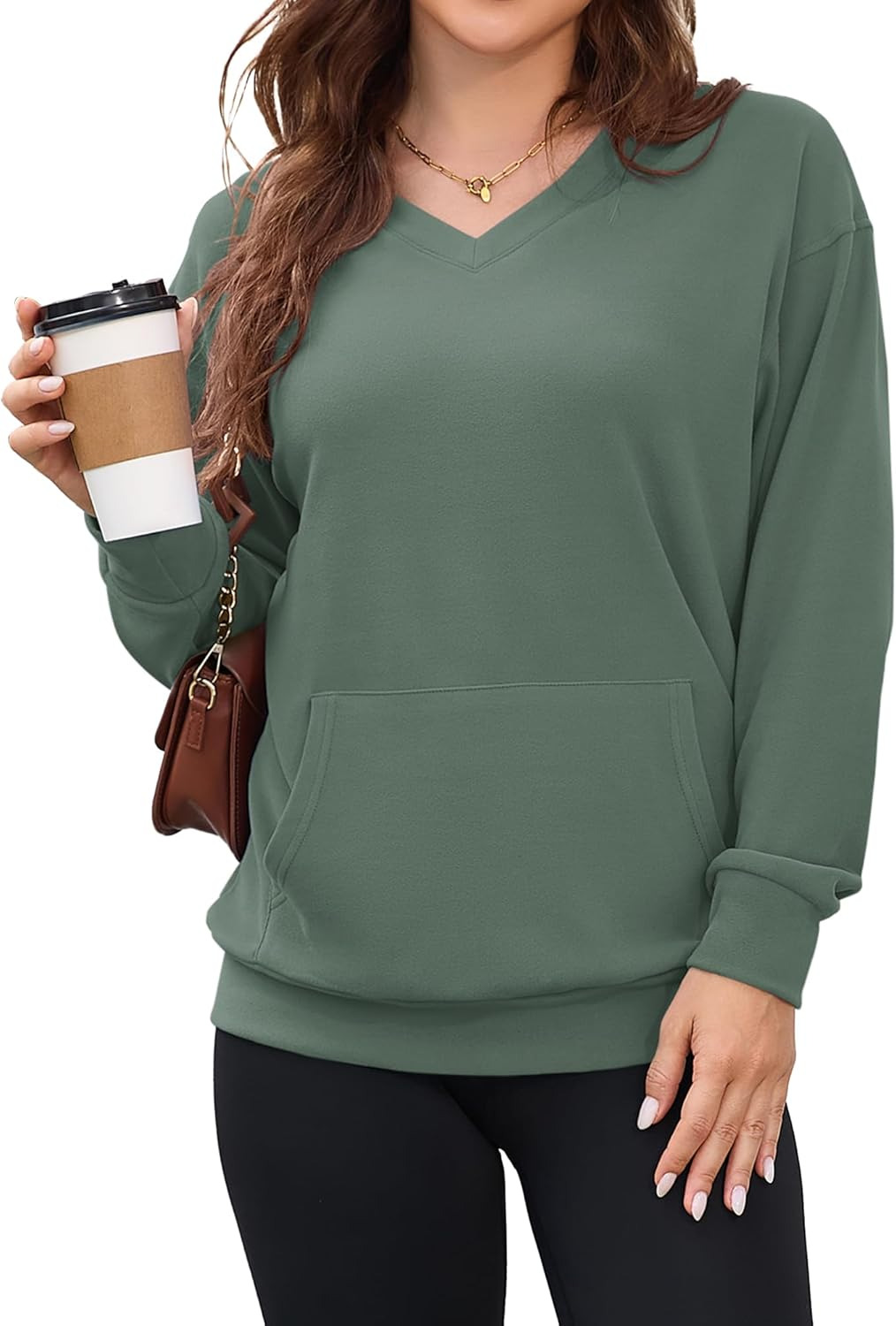 Womens Casual Long Sleeve Sweatshirt with Pockets