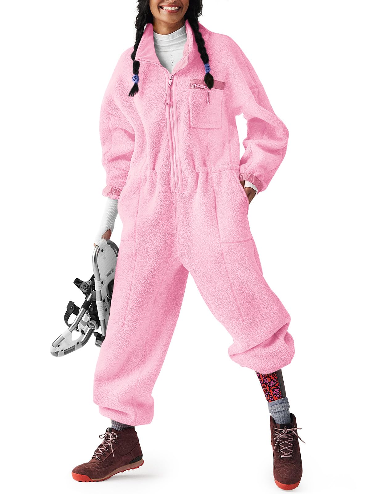 HOT SALE Women's Casual Winter Warm Fleece Jumpsuits with Pockets