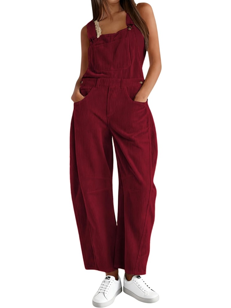 Women's Oversized Corduroy Overalls – Relaxed-Fit Wide-Leg Dungarees for Casual Daily Wear