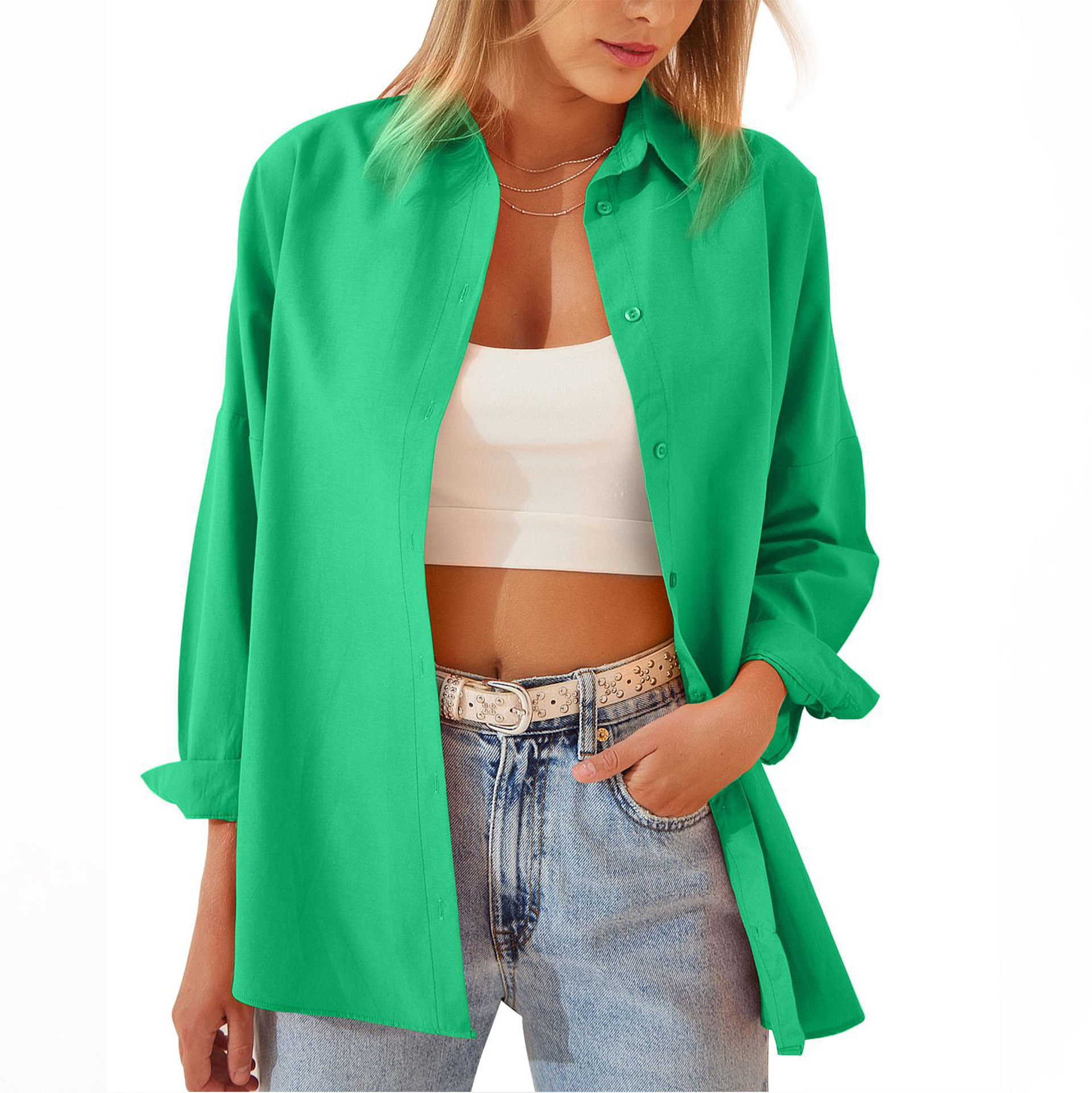 Women's Loose Casual Long Sleeve Shirt Cardigan