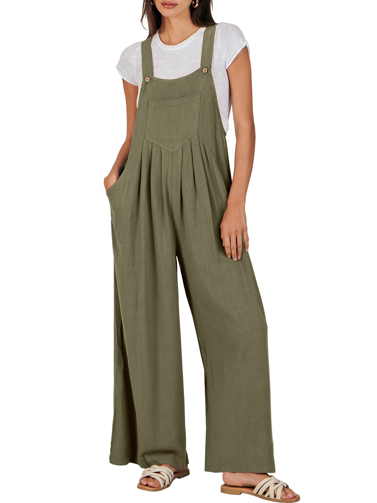 ⏰Hot Sale-Women's Sleeveless Wide Leg Jumpsuit with Pockets(Buy 2 Free Shipping)