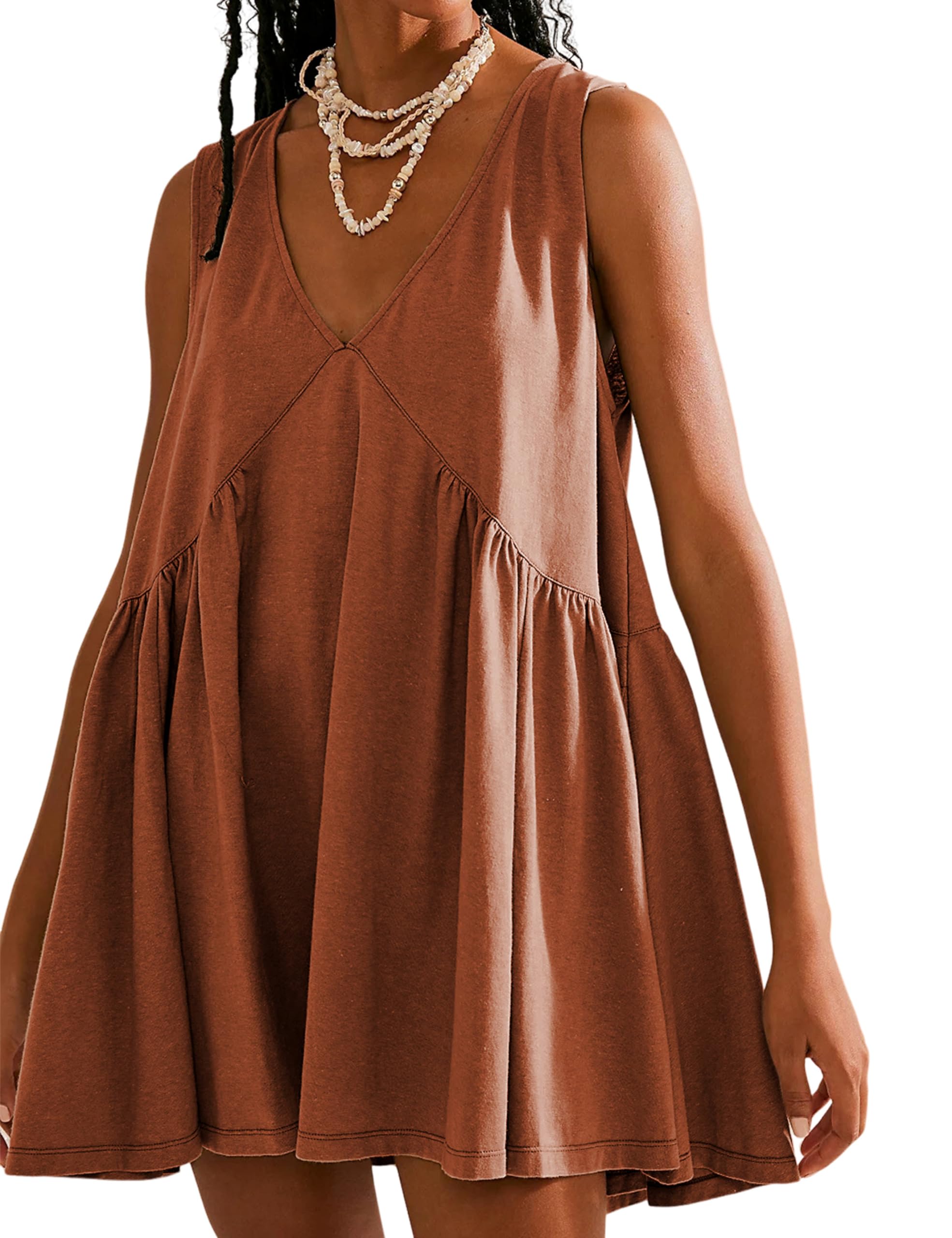 Womens Sleeveless Mini Dress Casual Loose Sundress with Pockets（BUY 2 FREE SHIPPING）