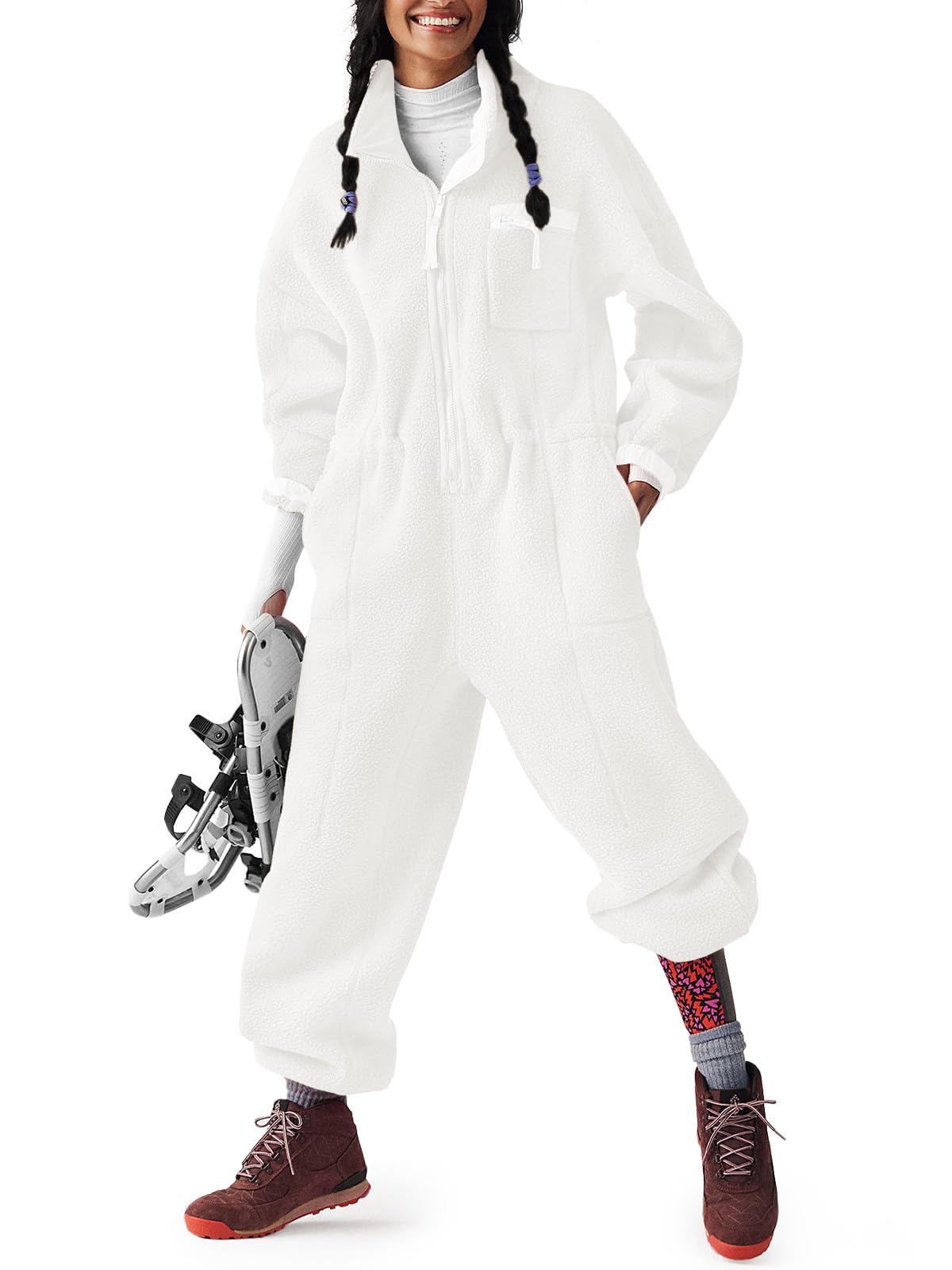 HOT SALE Women's Casual Winter Warm Fleece Jumpsuits with Pockets