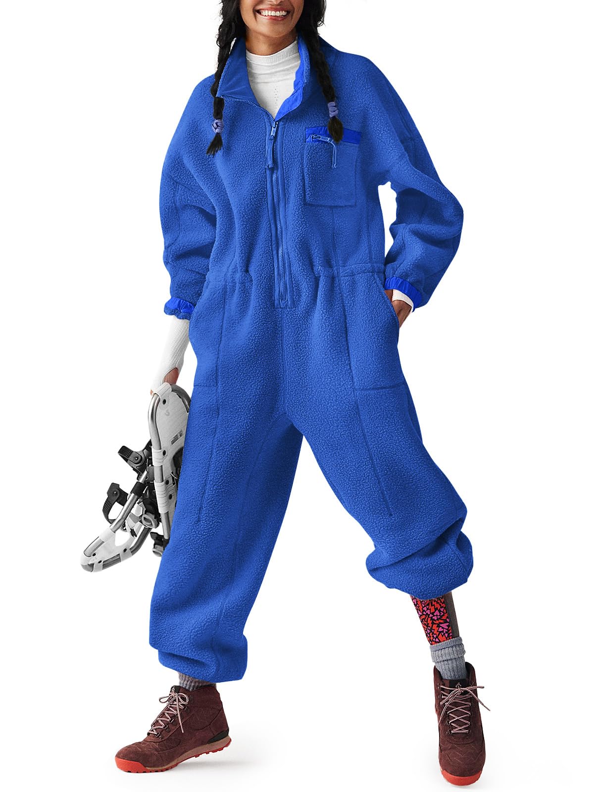 HOT SALE Women's Casual Winter Warm Fleece Jumpsuits with Pockets