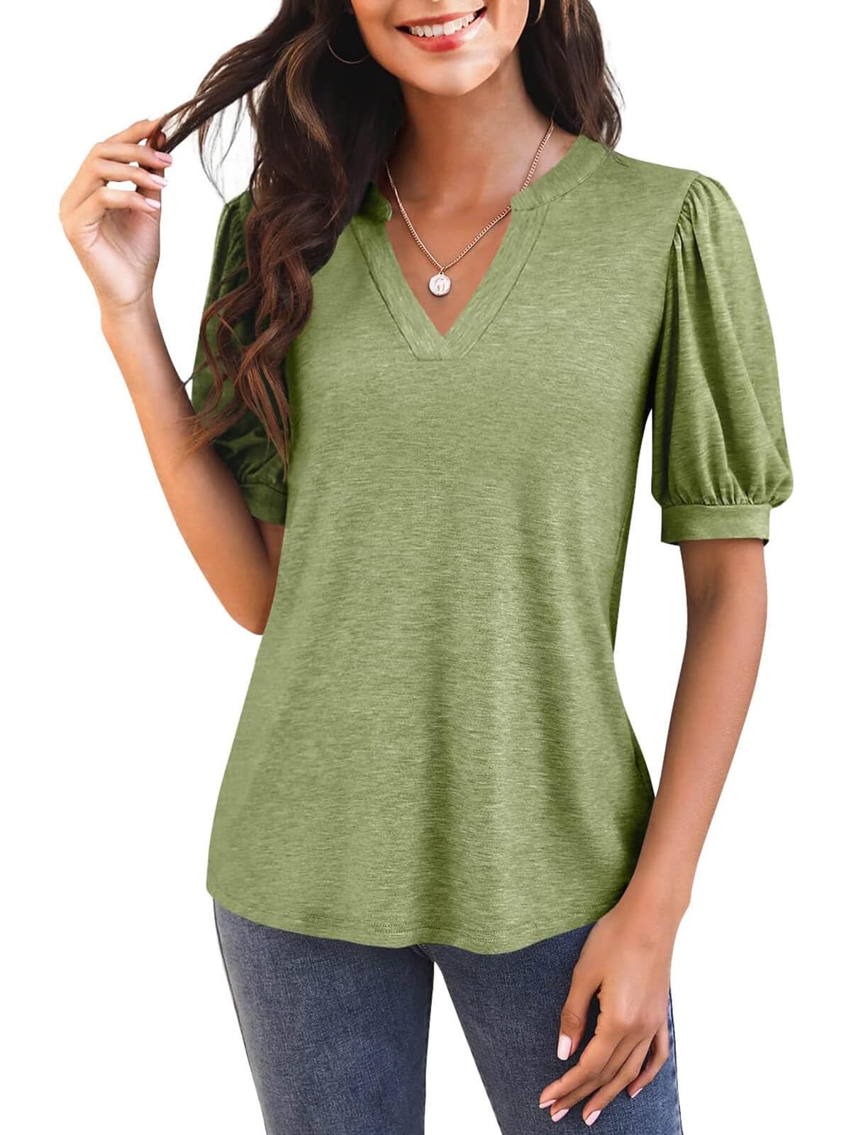 🔥2024 SUMMER HOT🔥Puff Sleeve Loose Dressy Blouses(40% OFF Today!!!)