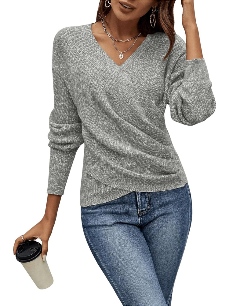 Women's Criss Cross Wrap Ruched Pullover Tops