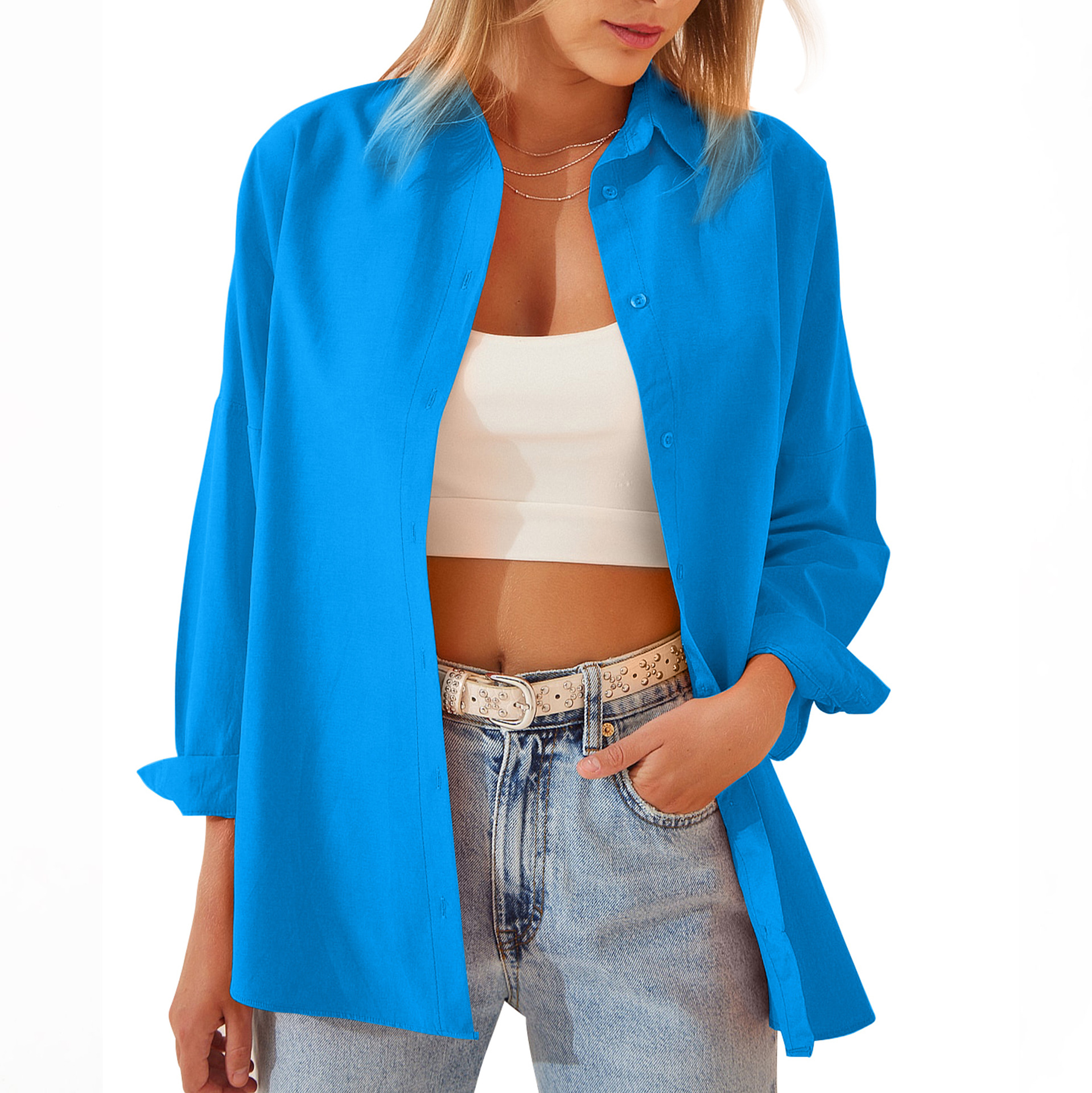 Women's Loose Casual Long Sleeve Shirt Cardigan