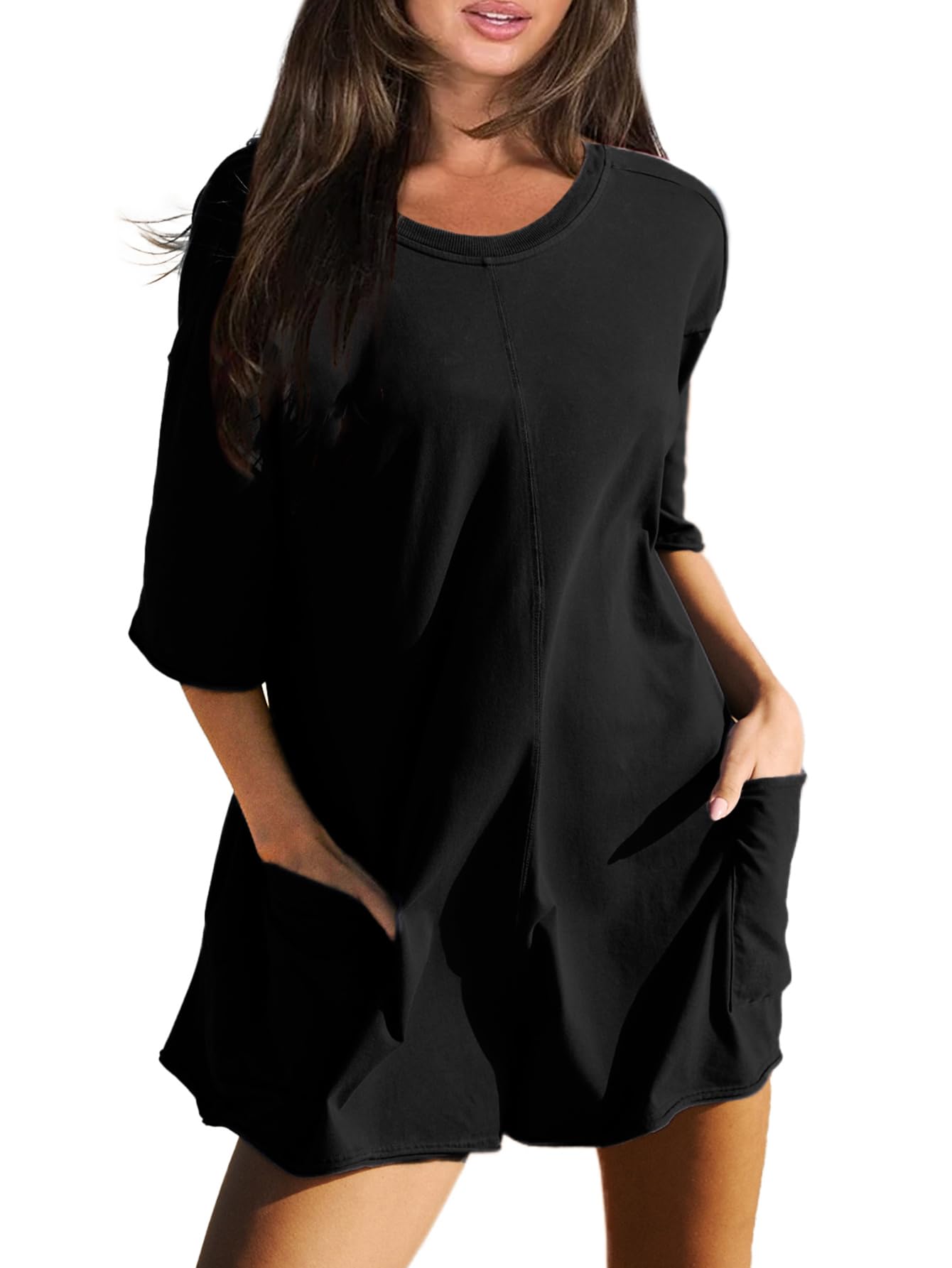 Hot Shot Back V Neck Half Sleeve Jumpsuit (Buy 2 Free Shipping)