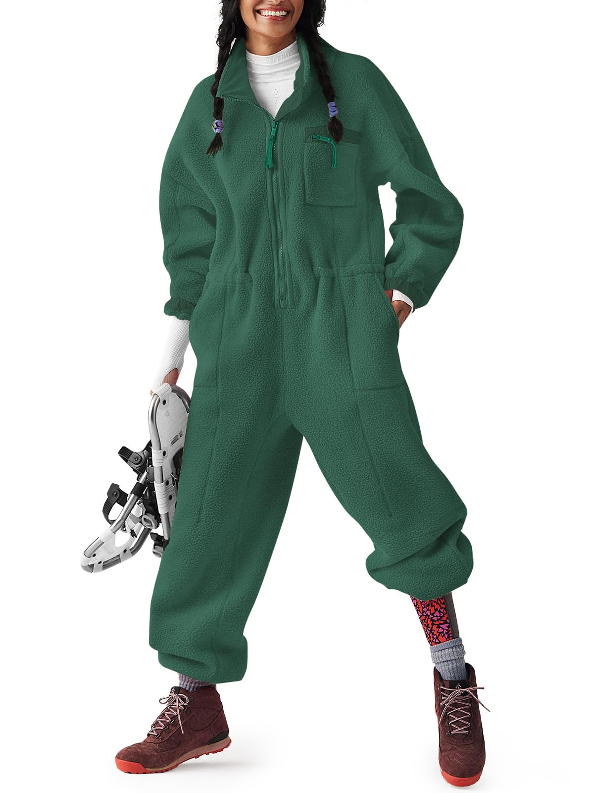 HOT SALE Women's Casual Winter Warm Fleece Jumpsuits with Pockets