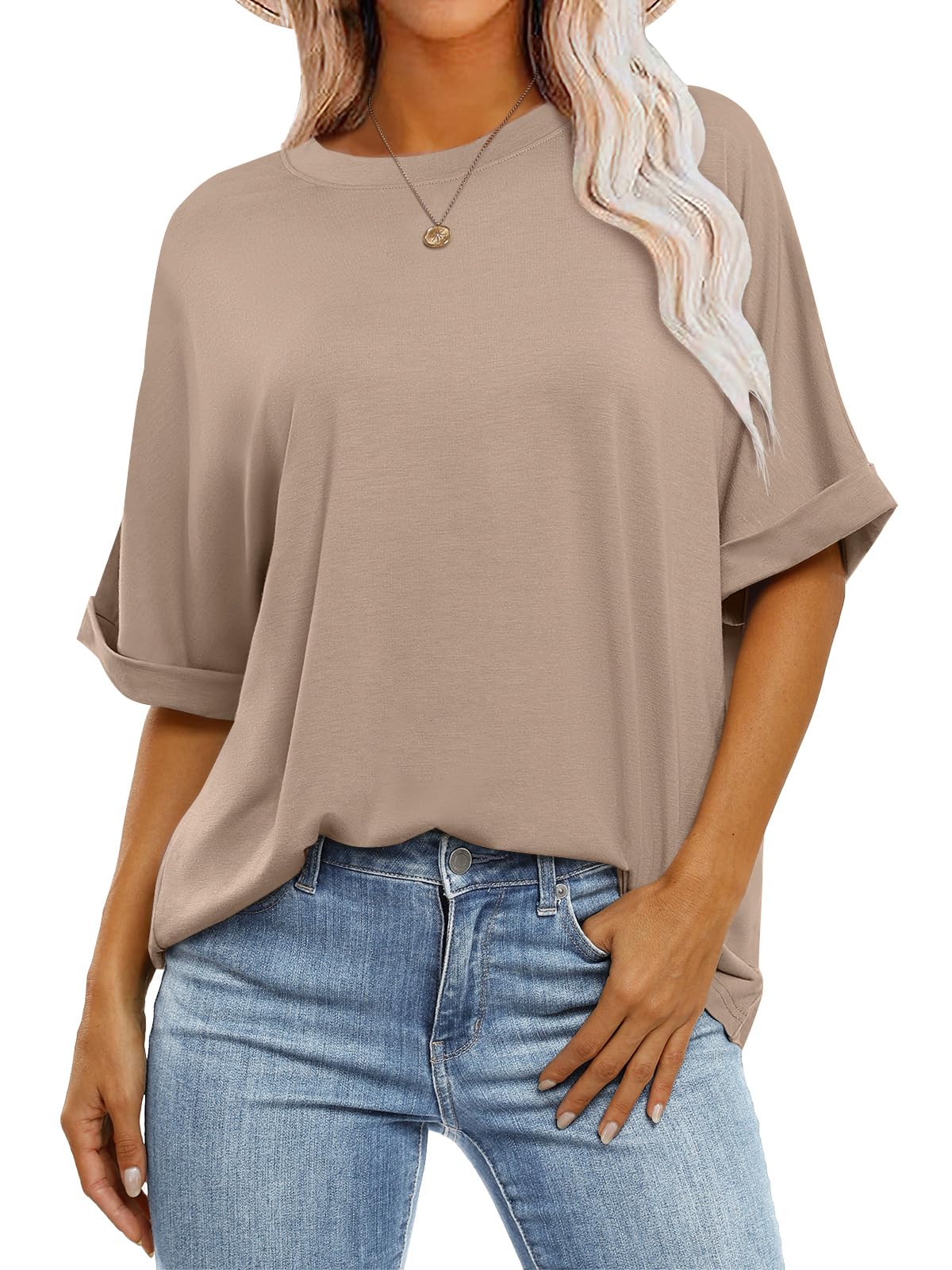 ⏰Hot Sale-Women's Oversized Basic Crew Neck Casual T-Shirt