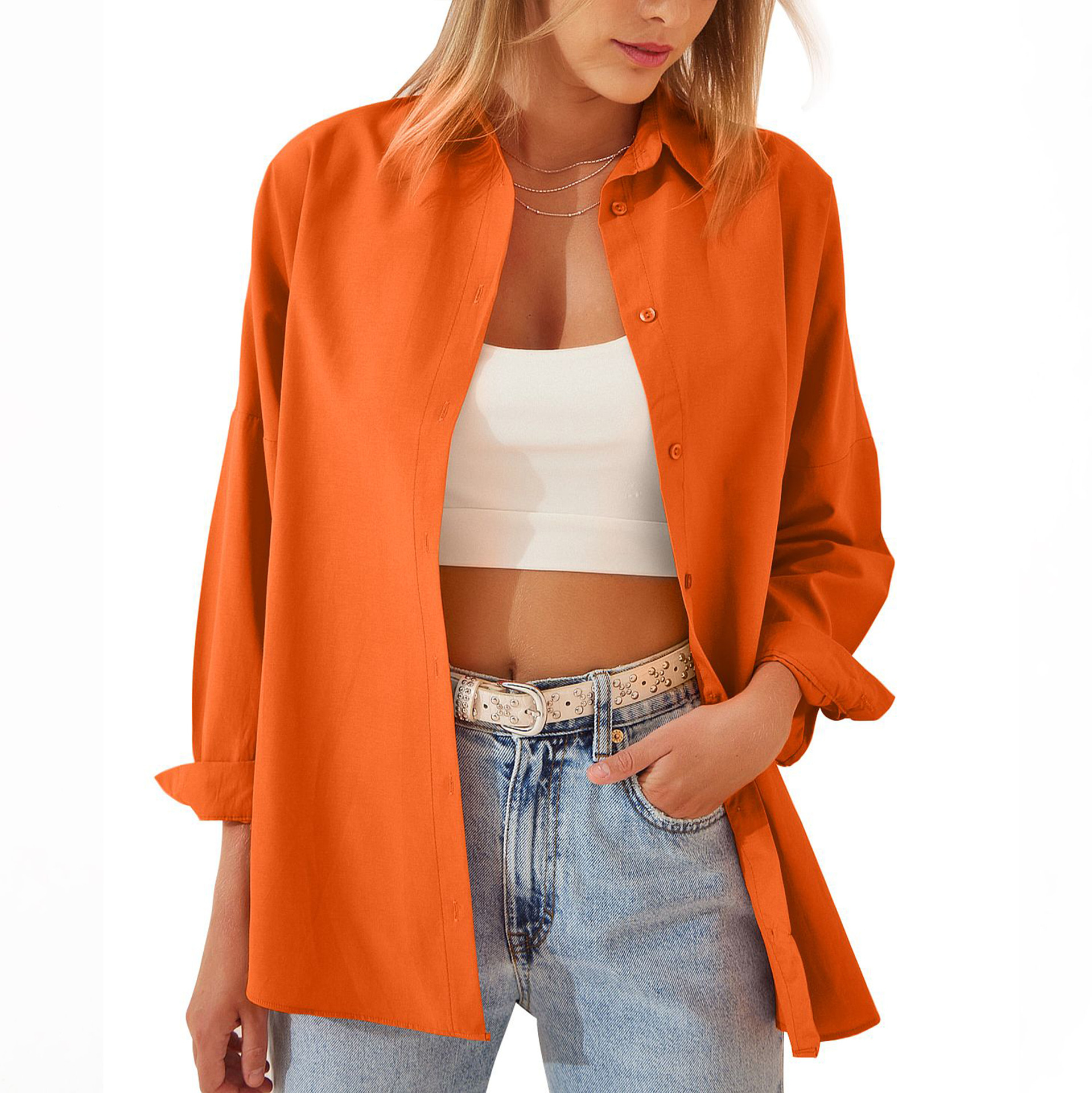 Women's Loose Casual Long Sleeve Shirt Cardigan