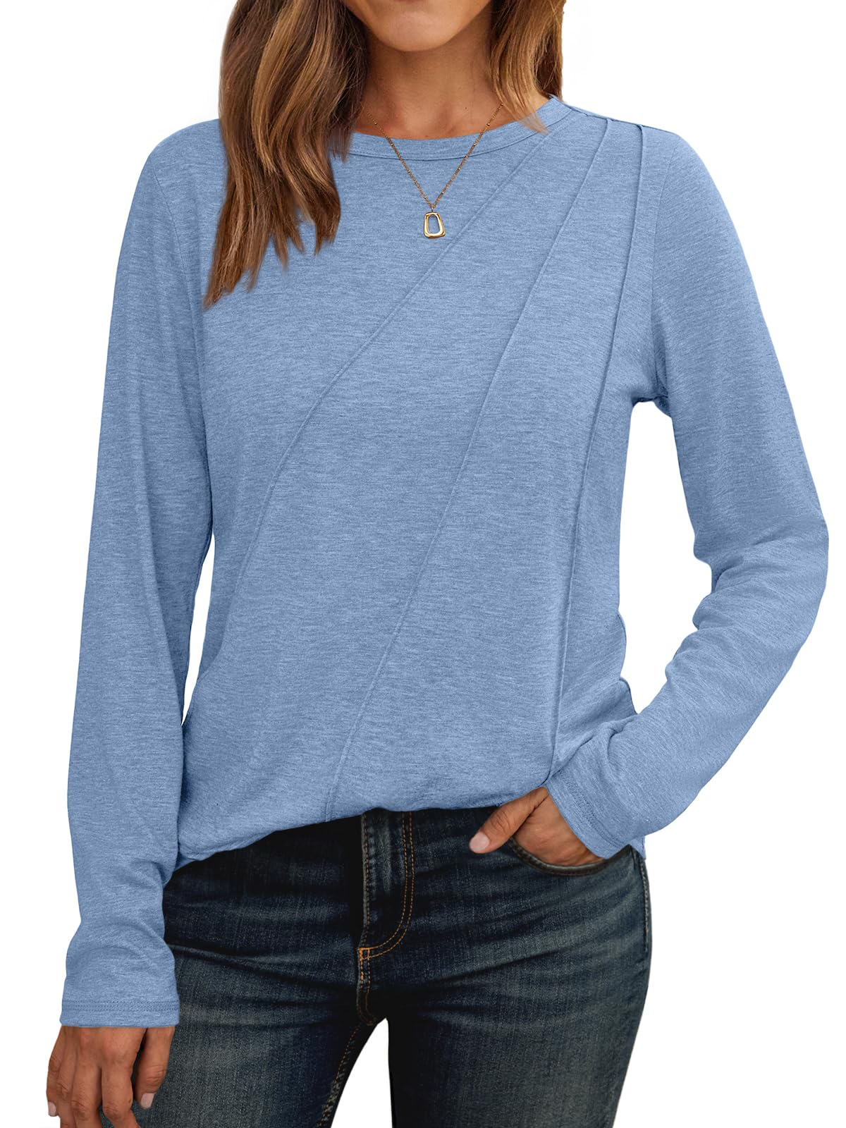Womens Pleated Long Sleeve Tunic Tops