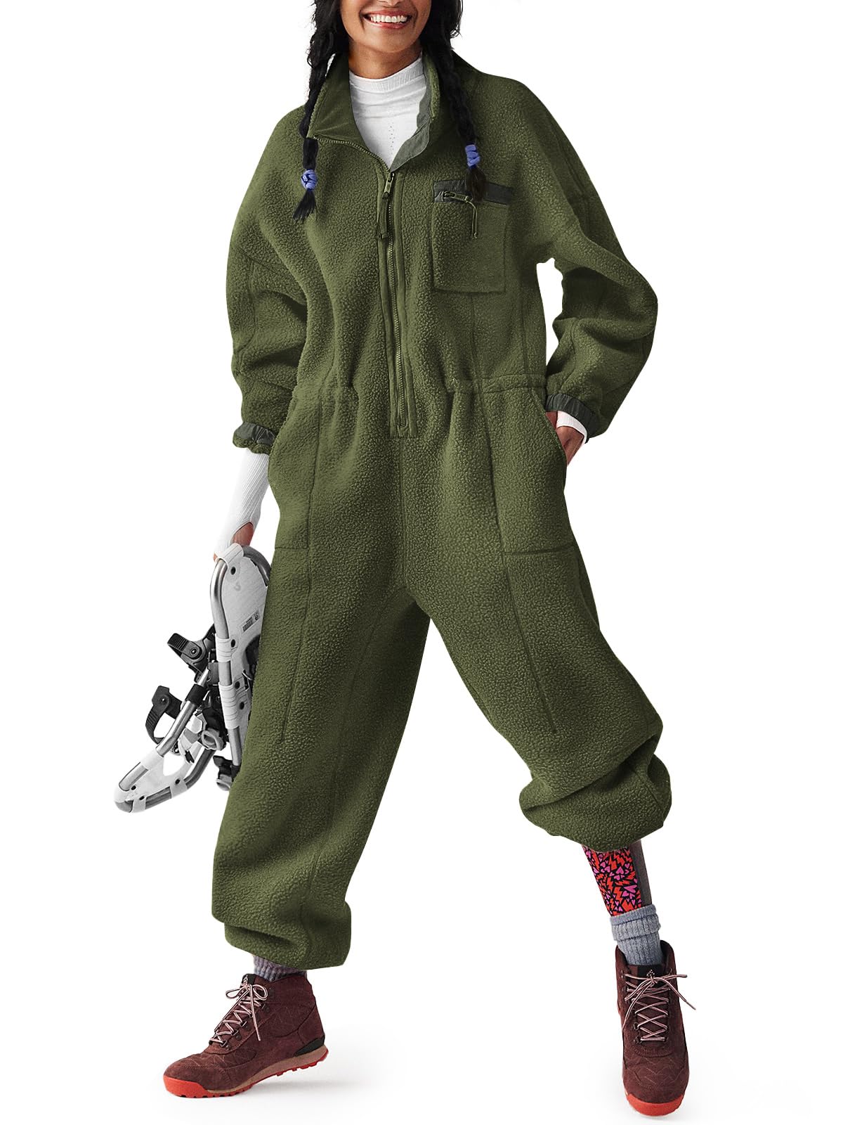 HOT SALE Women's Casual Winter Warm Fleece Jumpsuits with Pockets