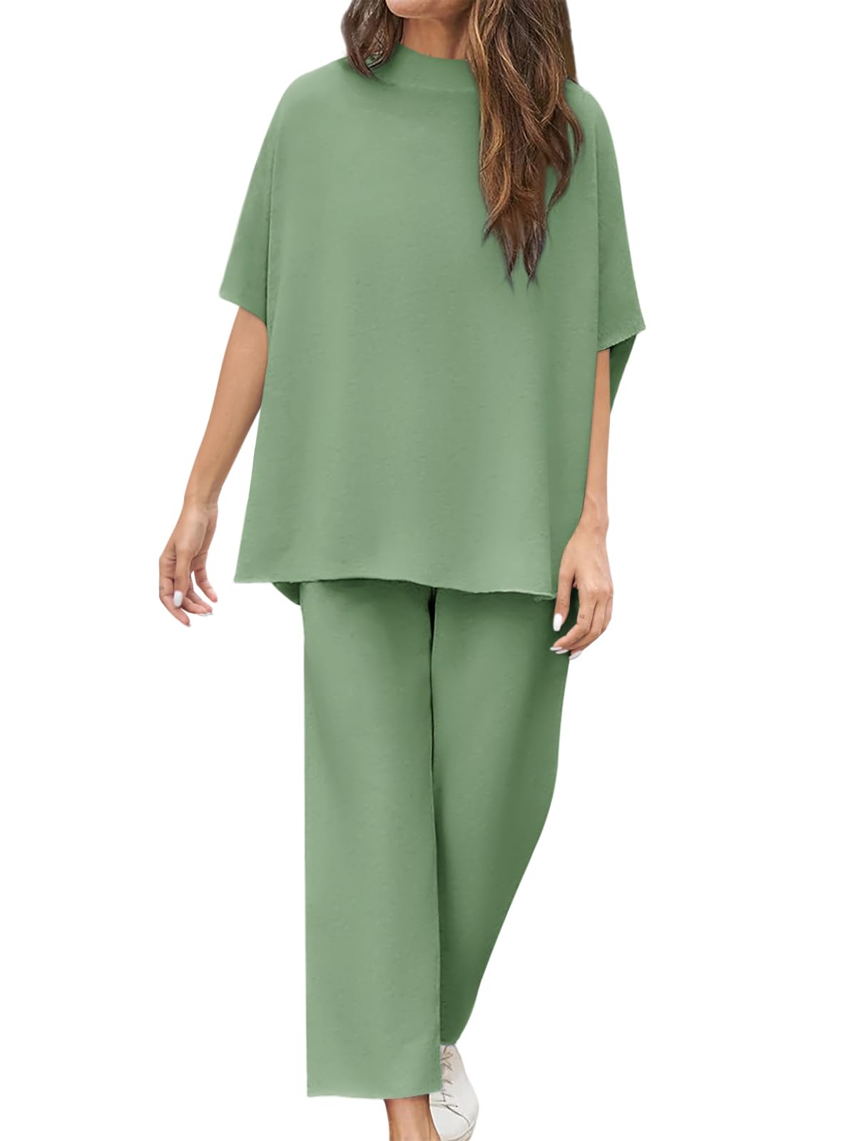 New Casual Batwing Sleeve Pullover Top and Wide Leg Set (Buy 2 Free Shipping)