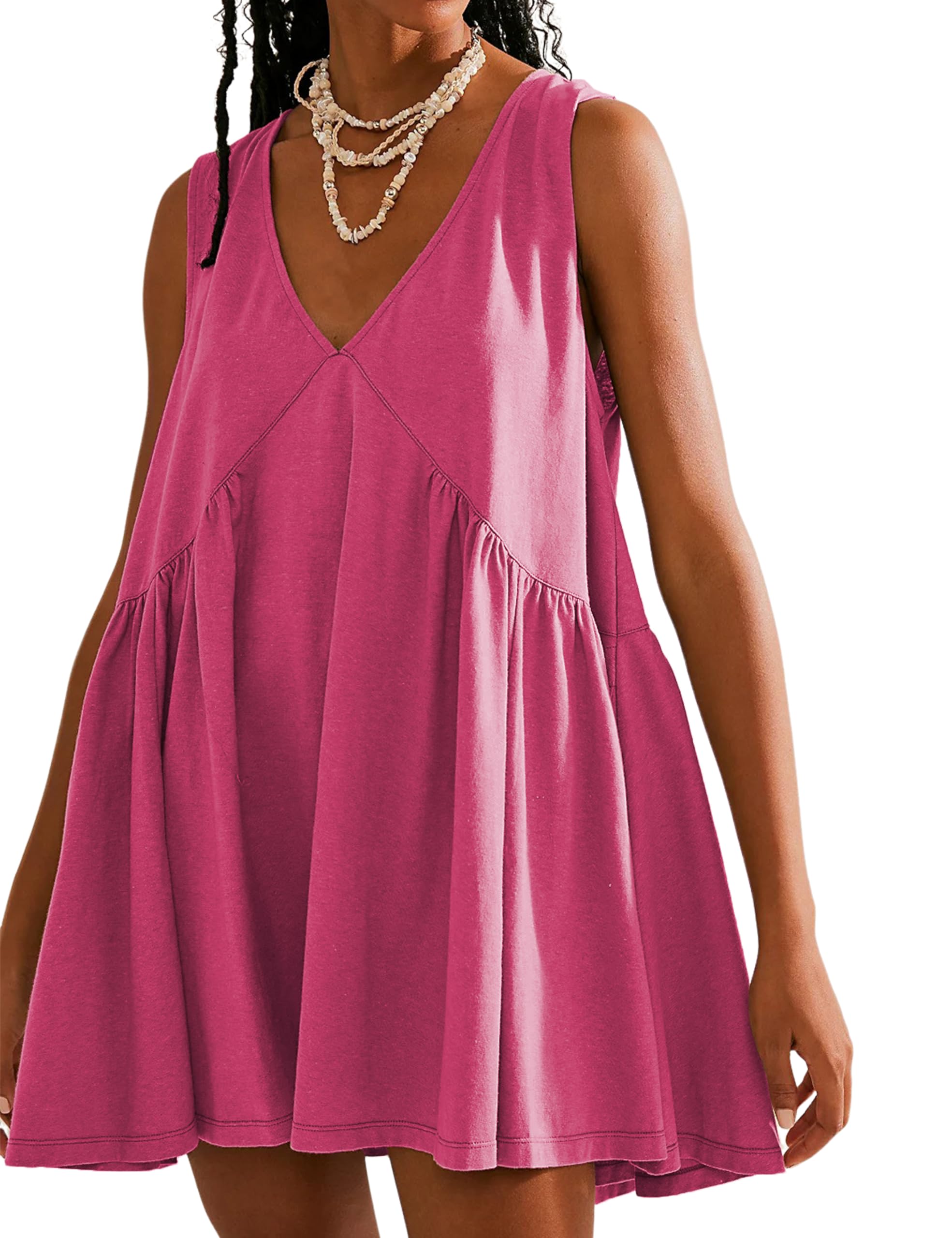 Womens Sleeveless Mini Dress Casual Loose Sundress with Pockets（BUY 2 FREE SHIPPING）