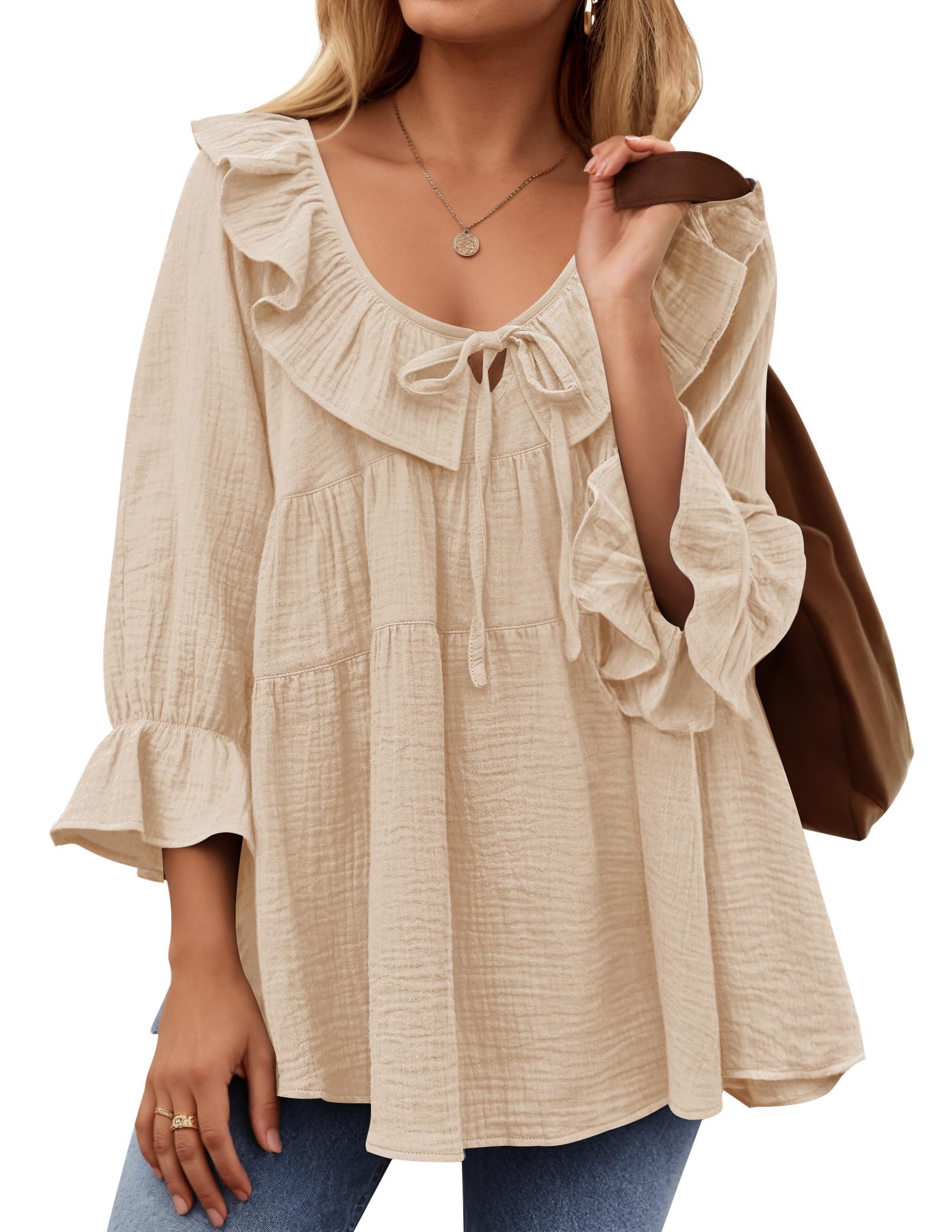 2024 New Women’s Scoop Neck 3/4 Length Sleeve Top(buy 2 10% OFF)