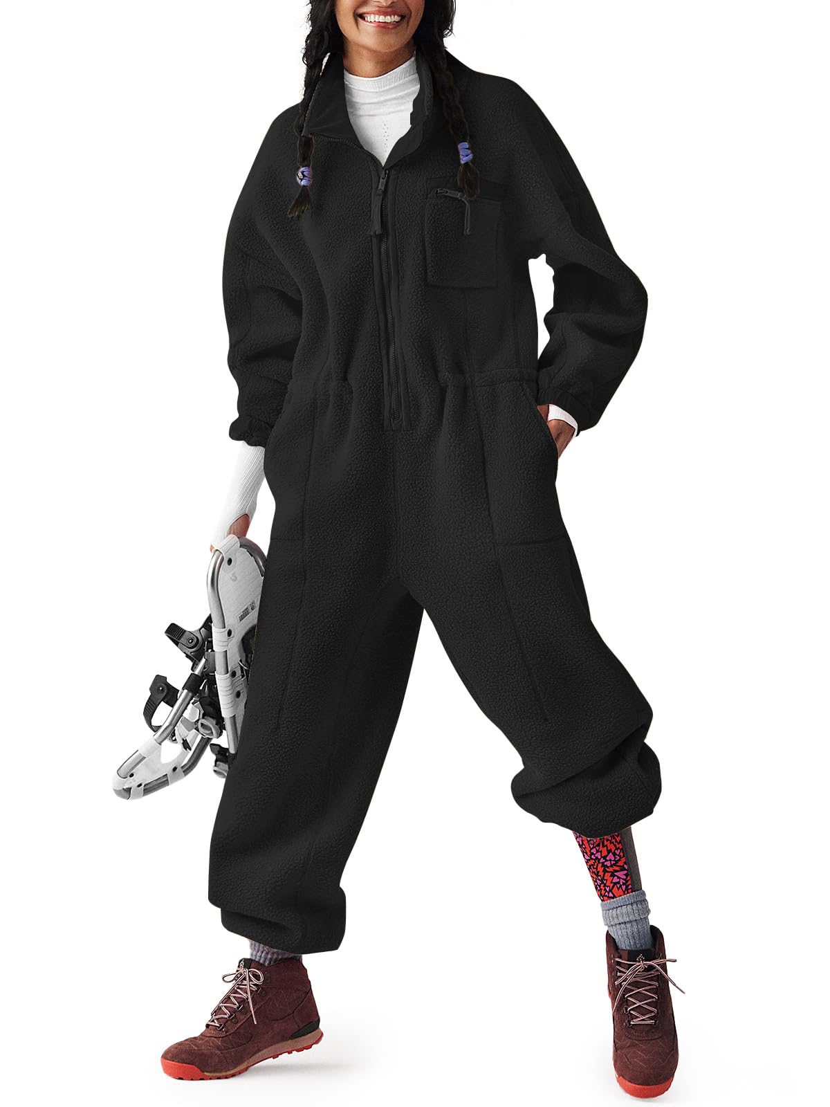 HOT SALE Women's Casual Winter Warm Fleece Jumpsuits with Pockets