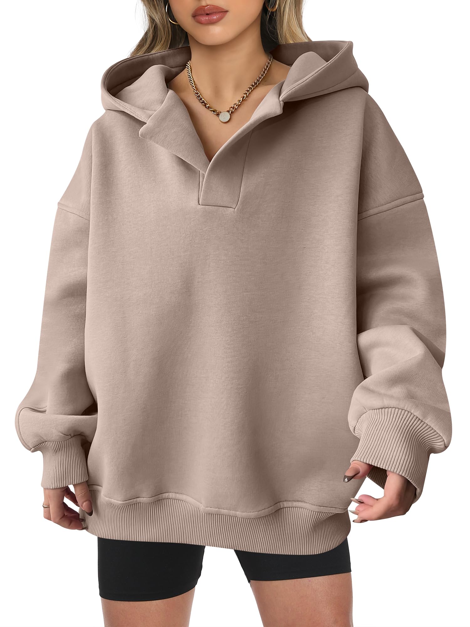 Women's Oversized V-Neck Hooded Pullover (Buy 2 Free Shipping)