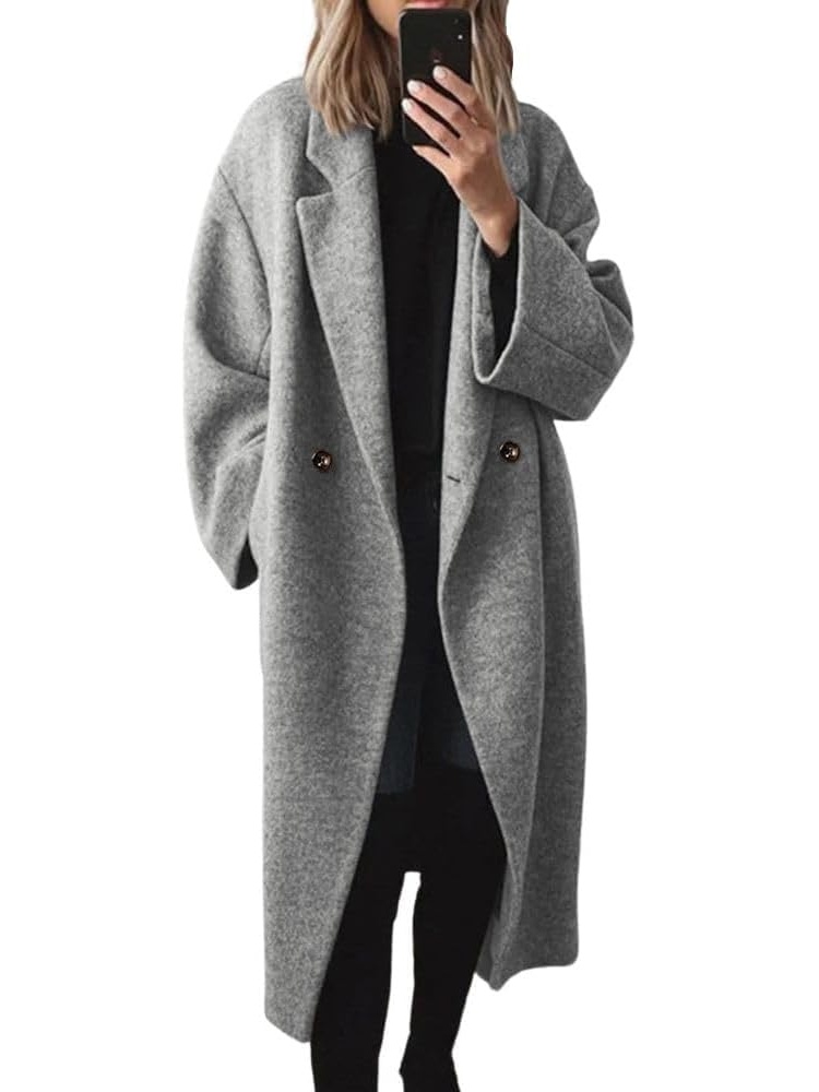 Women's Winter Double Breasted Wool Coat Notch Lapel Long Trench Coat