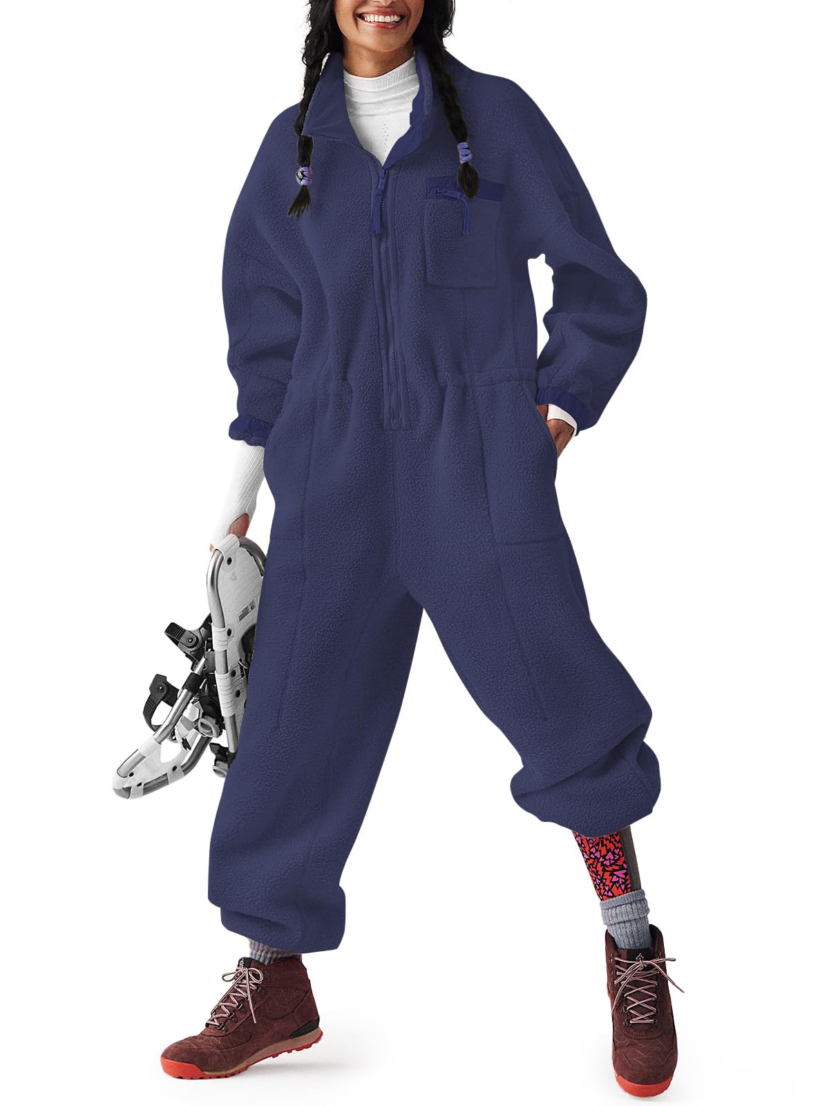 HOT SALE Women's Casual Winter Warm Fleece Jumpsuits with Pockets