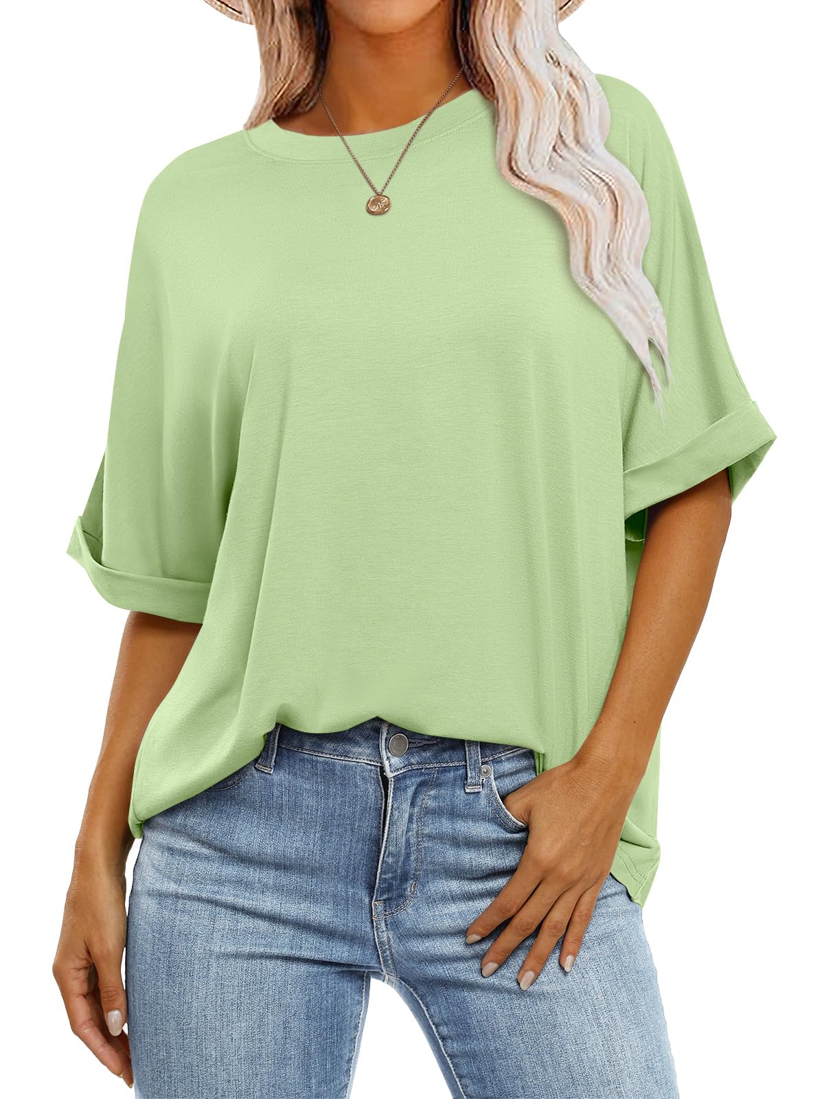 ⏰Hot Sale-Women's Oversized Basic Crew Neck Casual T-Shirt