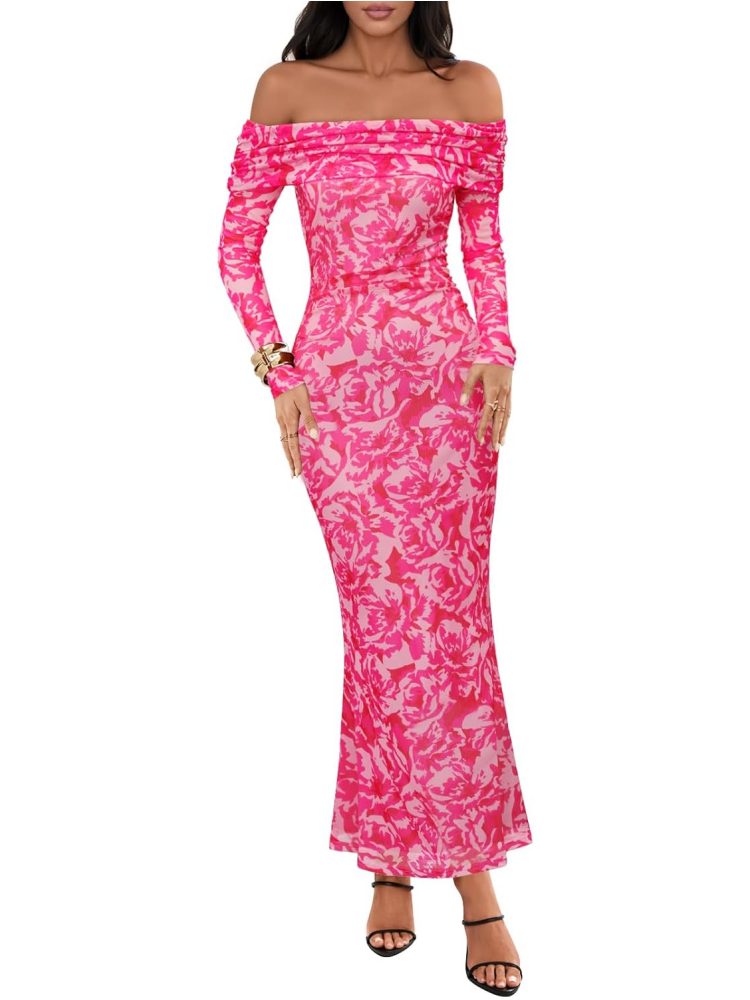 Women's Fall Off Shoulder Floral Maxi Dresses (BUY 2 FREE SHIPPING)