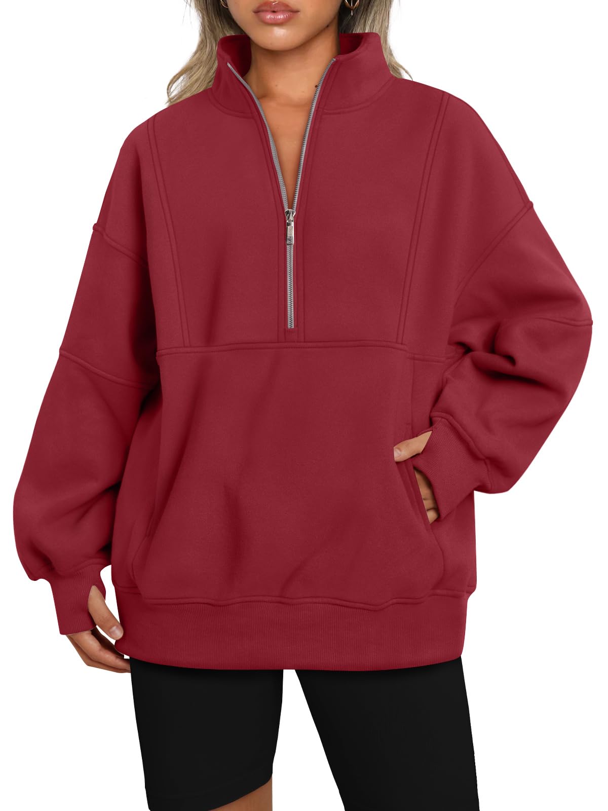 Women's Half Zip Oversized Sweatshirts with Pockerts(Buy 2 Free Shipping)