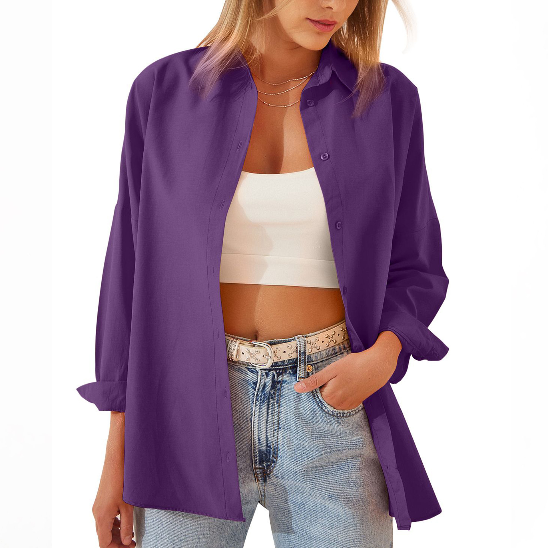 Women's Loose Casual Long Sleeve Shirt Cardigan