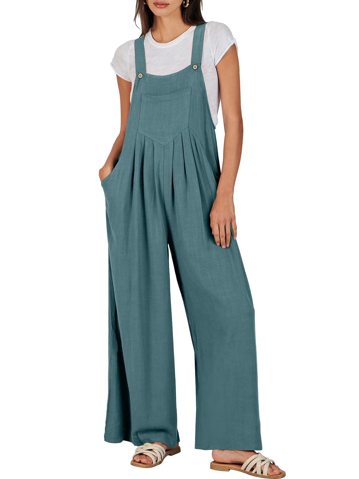⏰Hot Sale-Women's Sleeveless Wide Leg Jumpsuit with Pockets(Buy 2 Free Shipping)