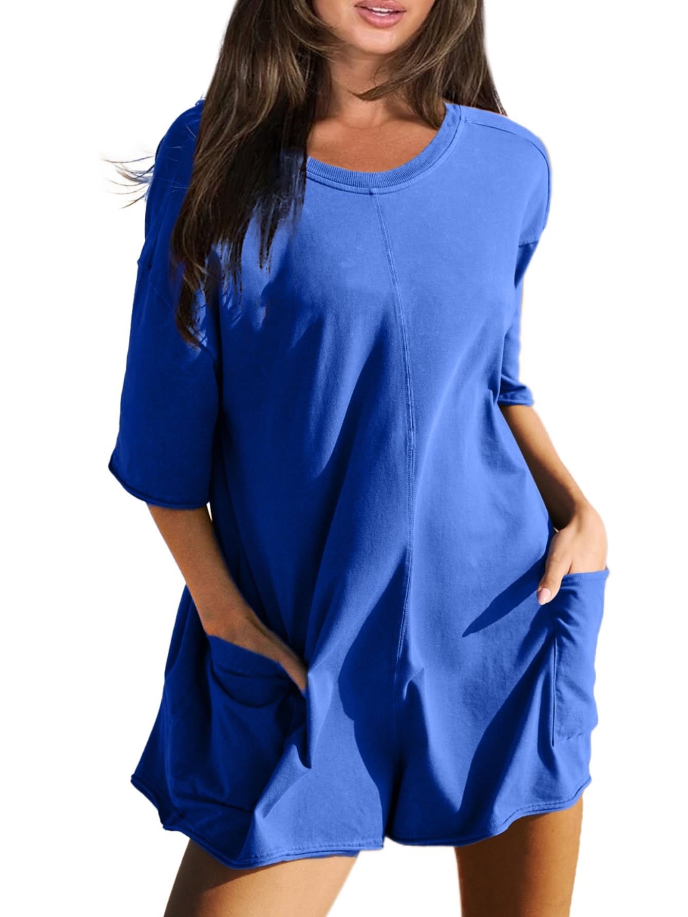 Hot Shot Back V Neck Half Sleeve Jumpsuit (Buy 2 Free Shipping)