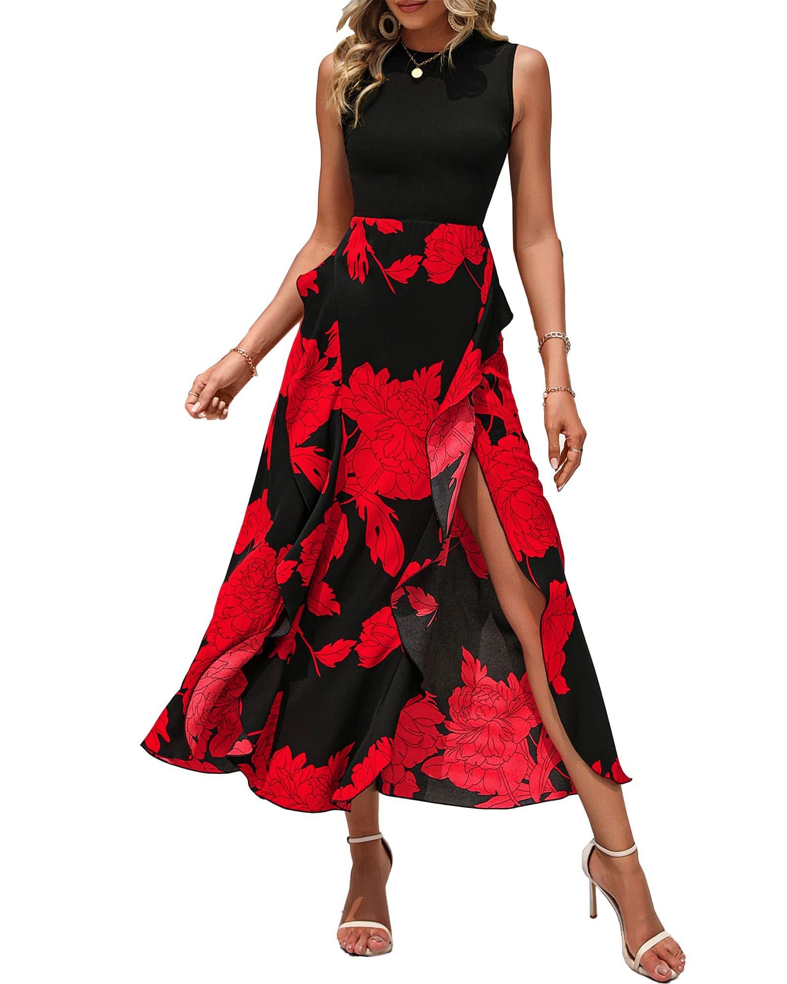 HOT SALE Women's Casual Patchwork Floral Print Ruffle Dress