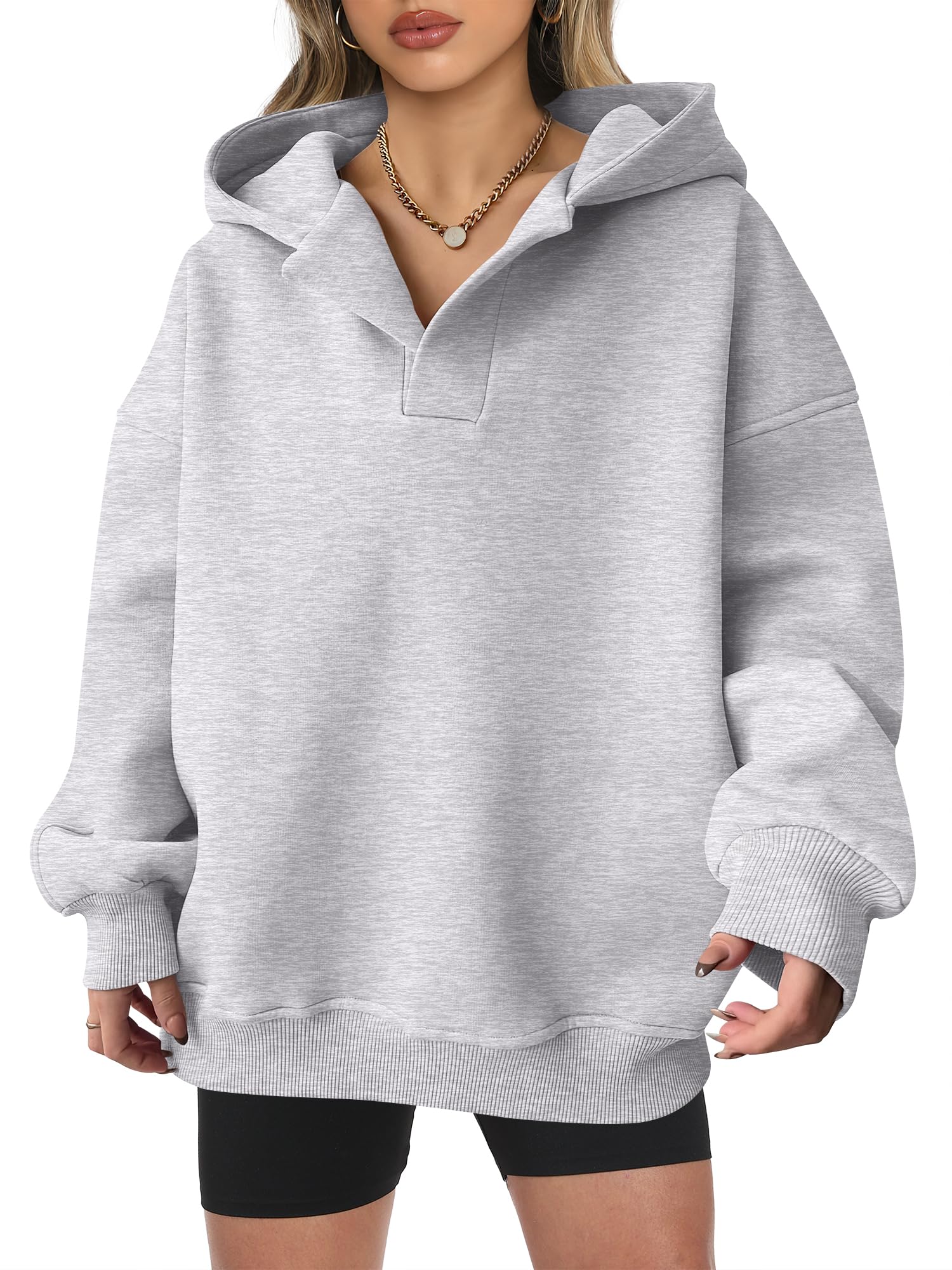 Women's Oversized V-Neck Hooded Pullover (Buy 2 Free Shipping)