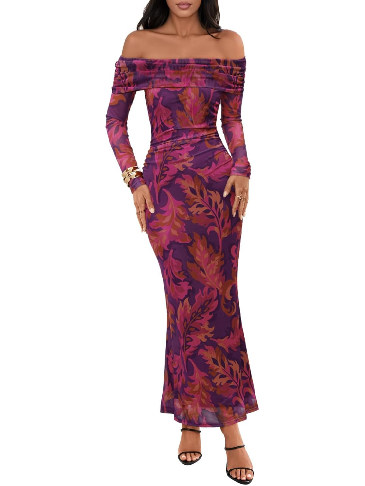 Women's Fall Off Shoulder Floral Maxi Dresses (BUY 2 FREE SHIPPING)