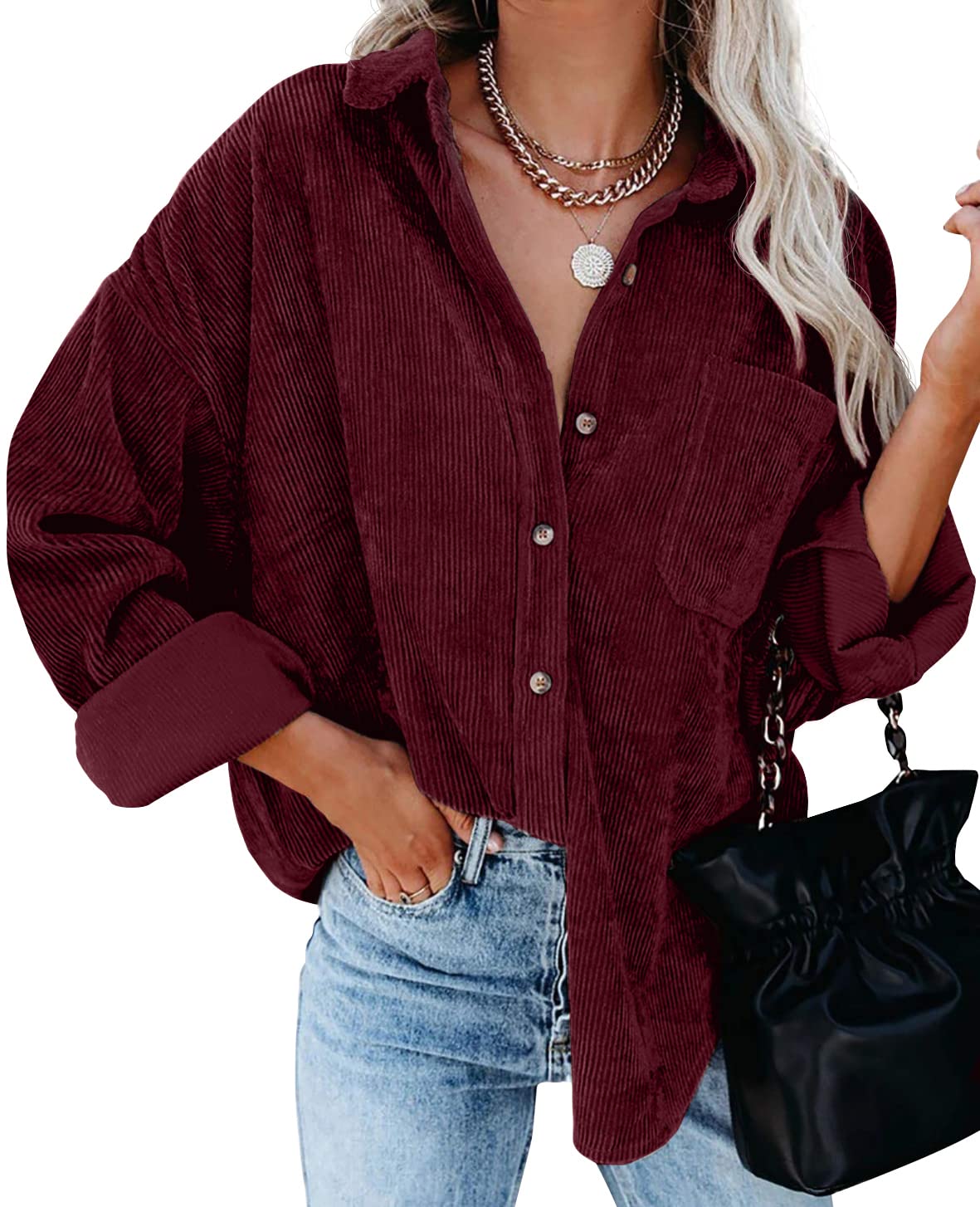 2024 New Autumn Oversized Long Sleeve Corduroy Button Down Shirt(BUY 2 FREE SHIPPING)