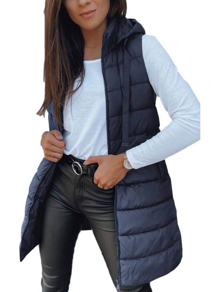 Women's Vest Sleeveless Jacket Stand Collar with Full Zipper Pockets